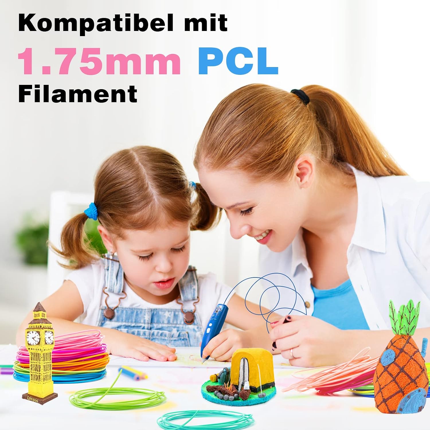 Detalle de ANCHARA 3D Stift Filament PCL – 20 Farben, 10 m pro Spule, 1,75 mm