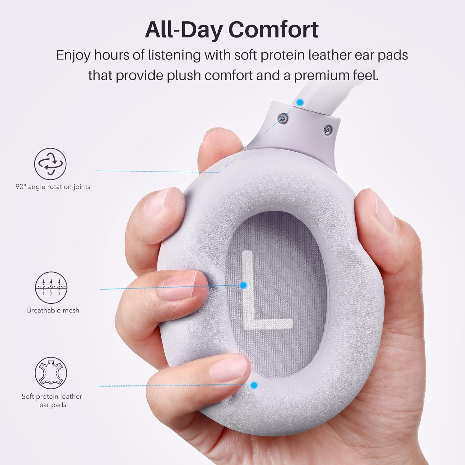 Detalle de TOZO HT3 Bluetooth Headphones: Active Noise Cancelling with AI and 90H Battery Life