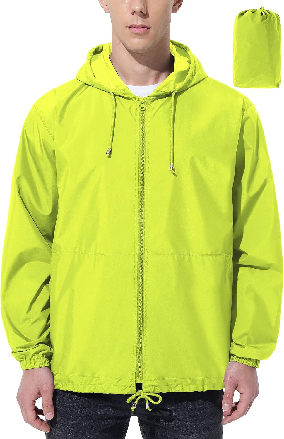 Detalle de UIQUR Men’s rain jacket raincoat windbreaker: waterproof, windproof and packable