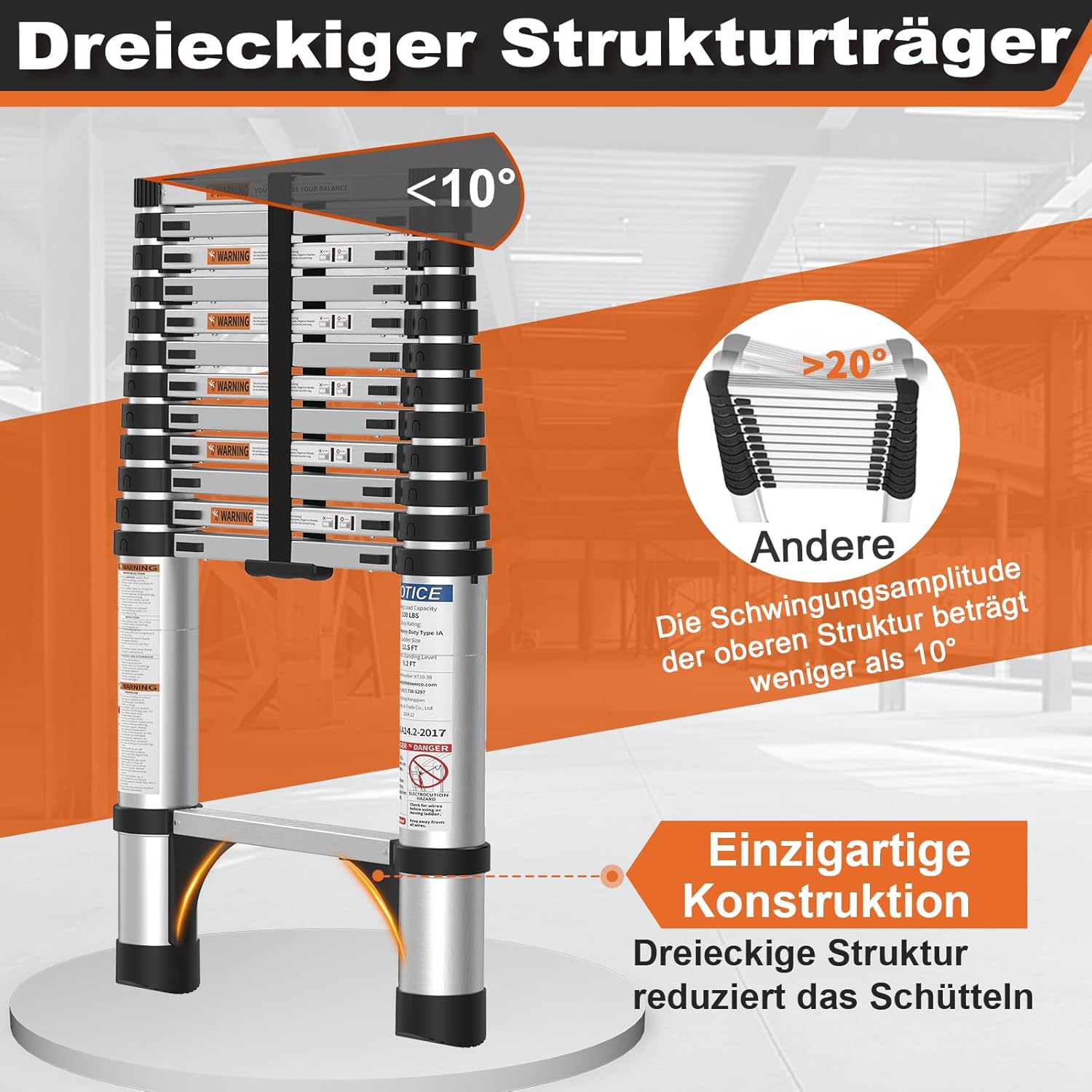Thumbnail 1 de HBTower Teleskopleiter 3,8 m Aluminium mit Tragkraft 150 kg
