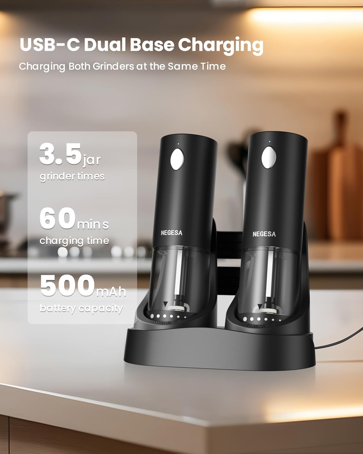 Detalle de Electric Salt and Pepper Grinder 70 ml 🧂