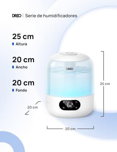 Thumbnail 8 de DREO Silencioso Humidificador para Bebés 3L con Sensor de Humedad – Blanco hielo