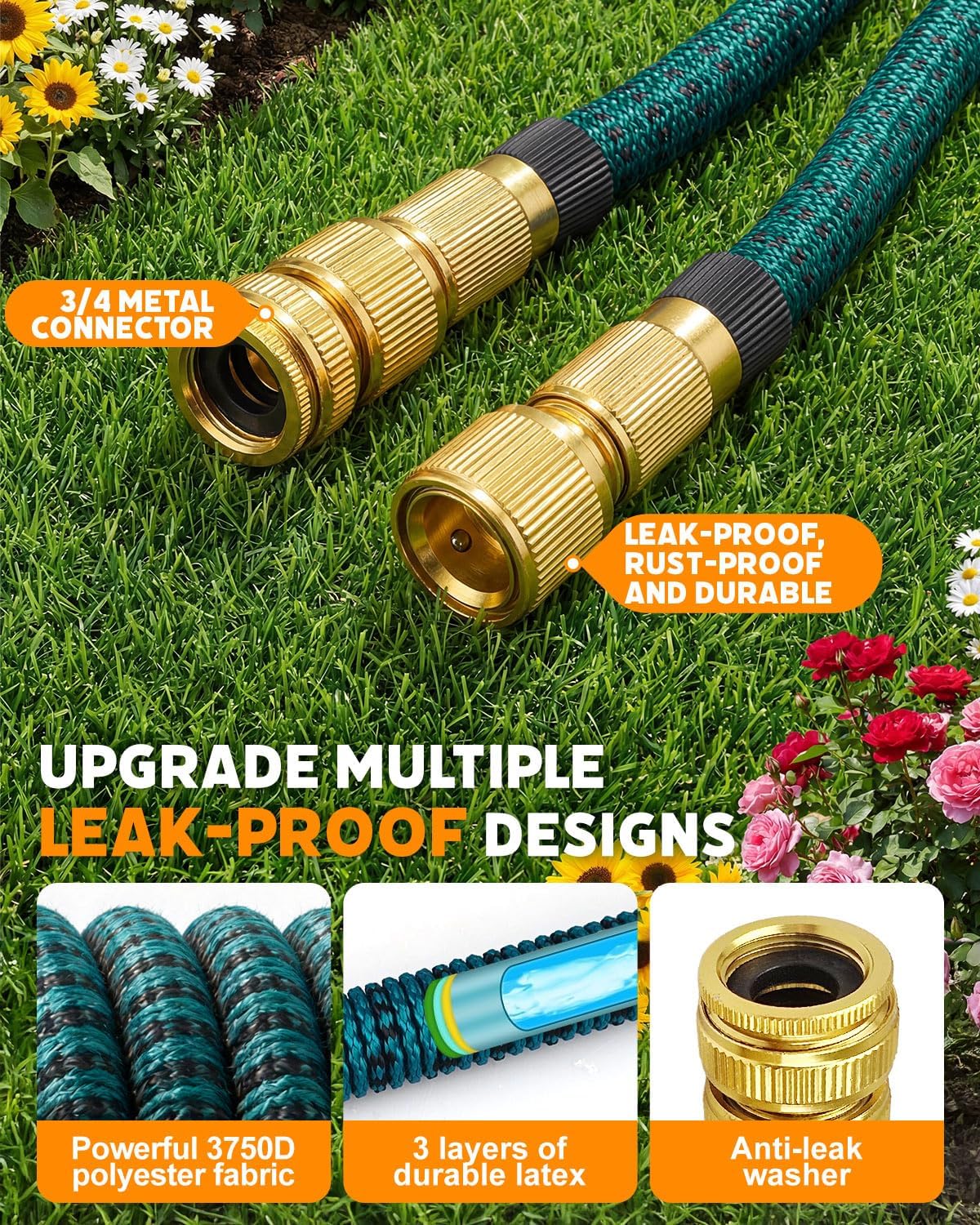 Thumbnail 2 de Evviee 100FT Expandable Garden Hose Pipe with 10-Pattern Spray Nozzle