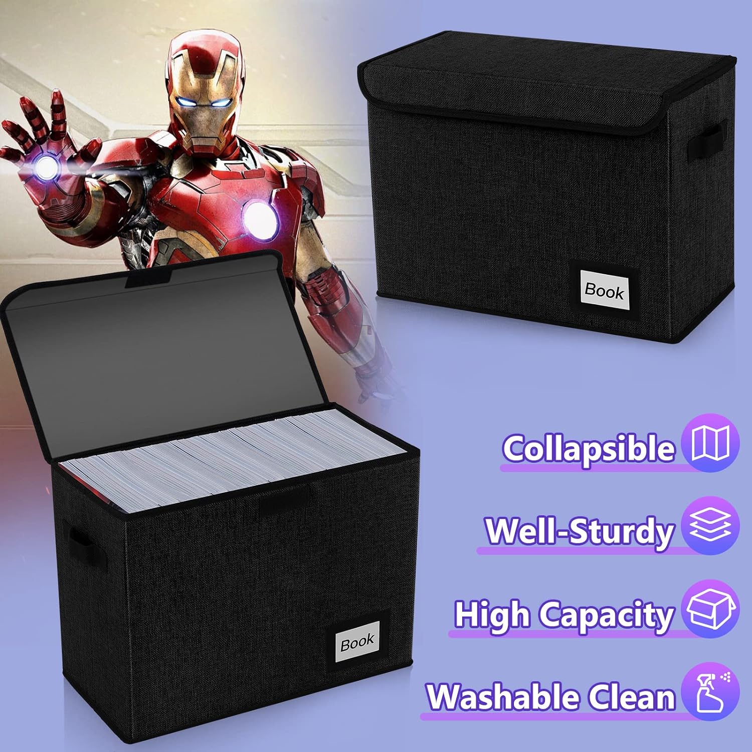 Detalle 2 de YNSZAS Comic Book Storage Box 15.8 x 7.8 x 11.8 inches