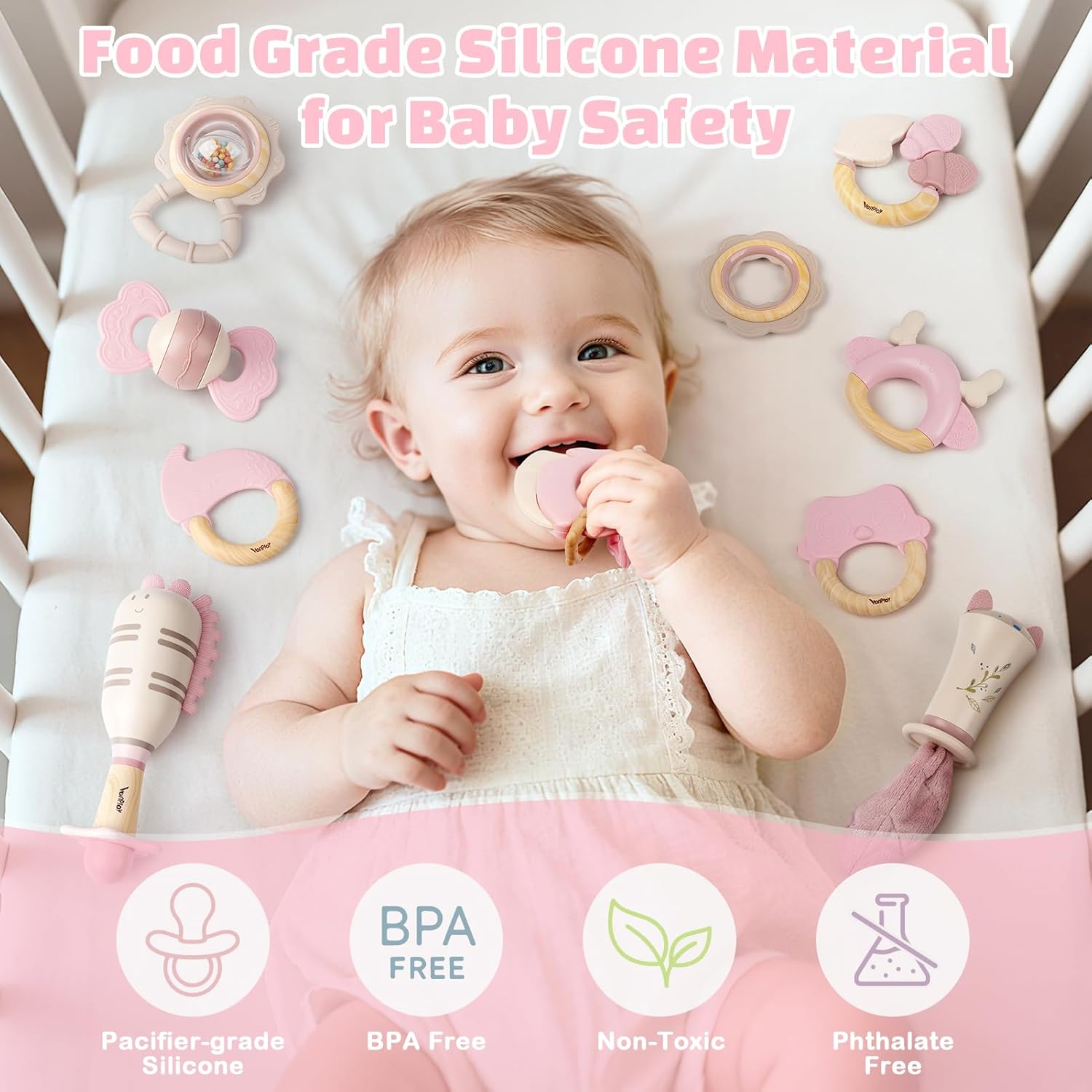 Detalle 2 de Baby Girl Baby Toys 10pcs rattles set