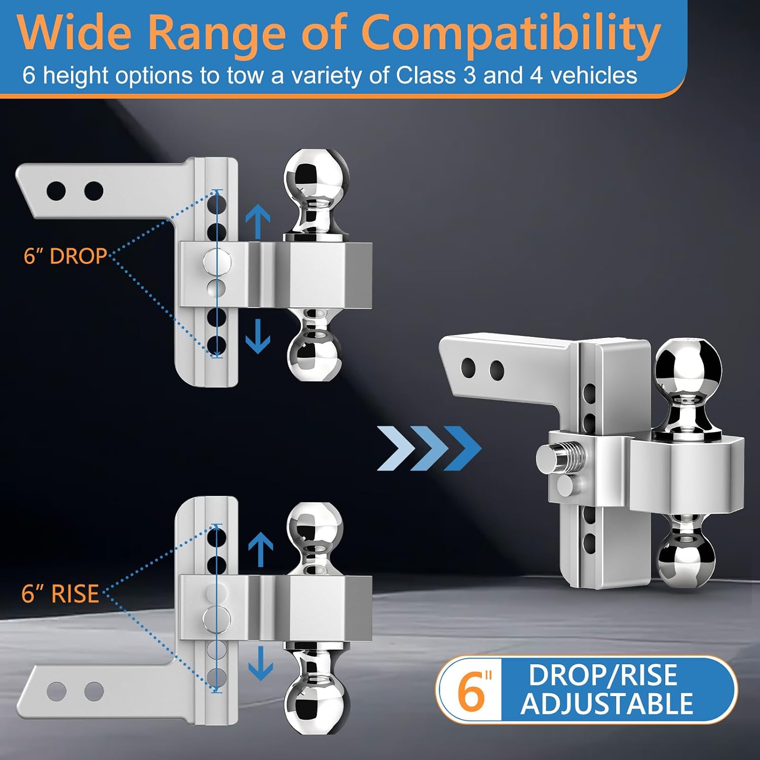 Detalle de Tlvuvmo Adjustable Trailer Hitch for 2 Inch Receiver with Dual-Ball Design
