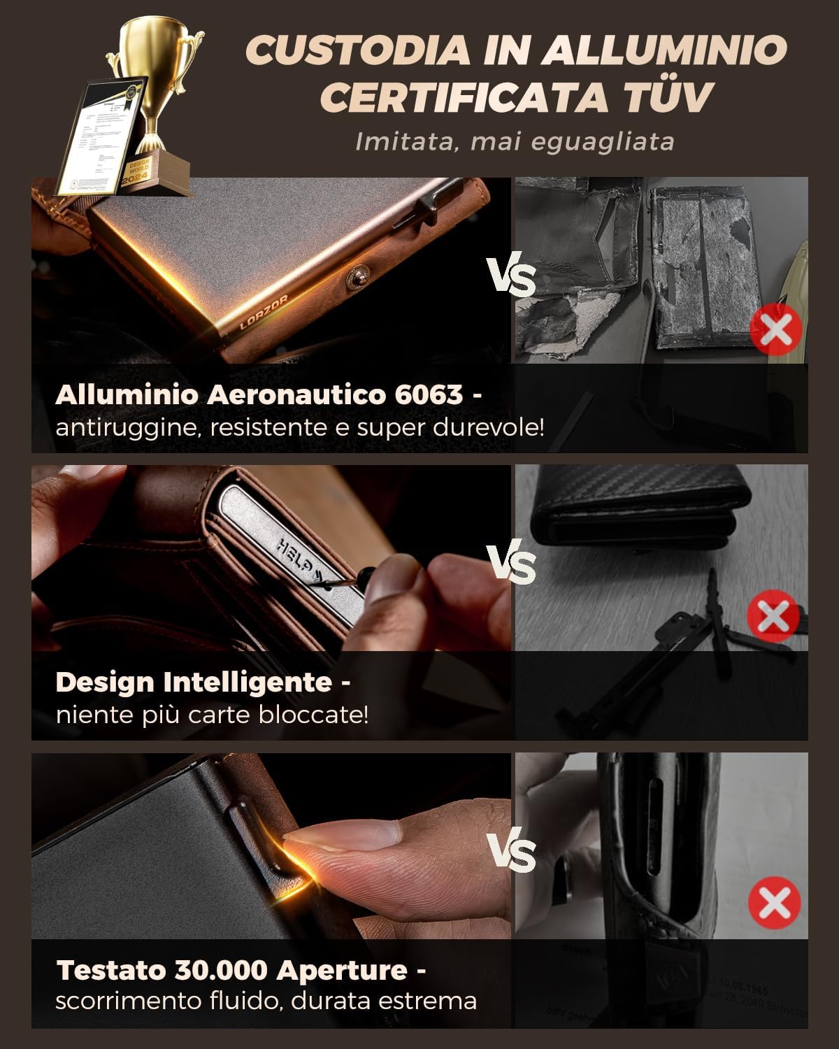 Thumbnail 3 de LORZOR Portafoglio Uomo slim con Portamonete XXL