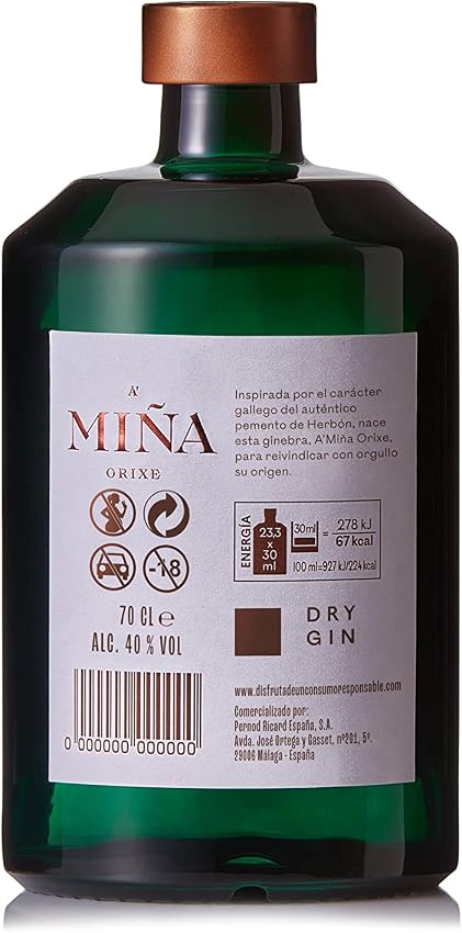 Detalle 2 de A Miña Orixe Ginebra Premium 700 ml 🍸