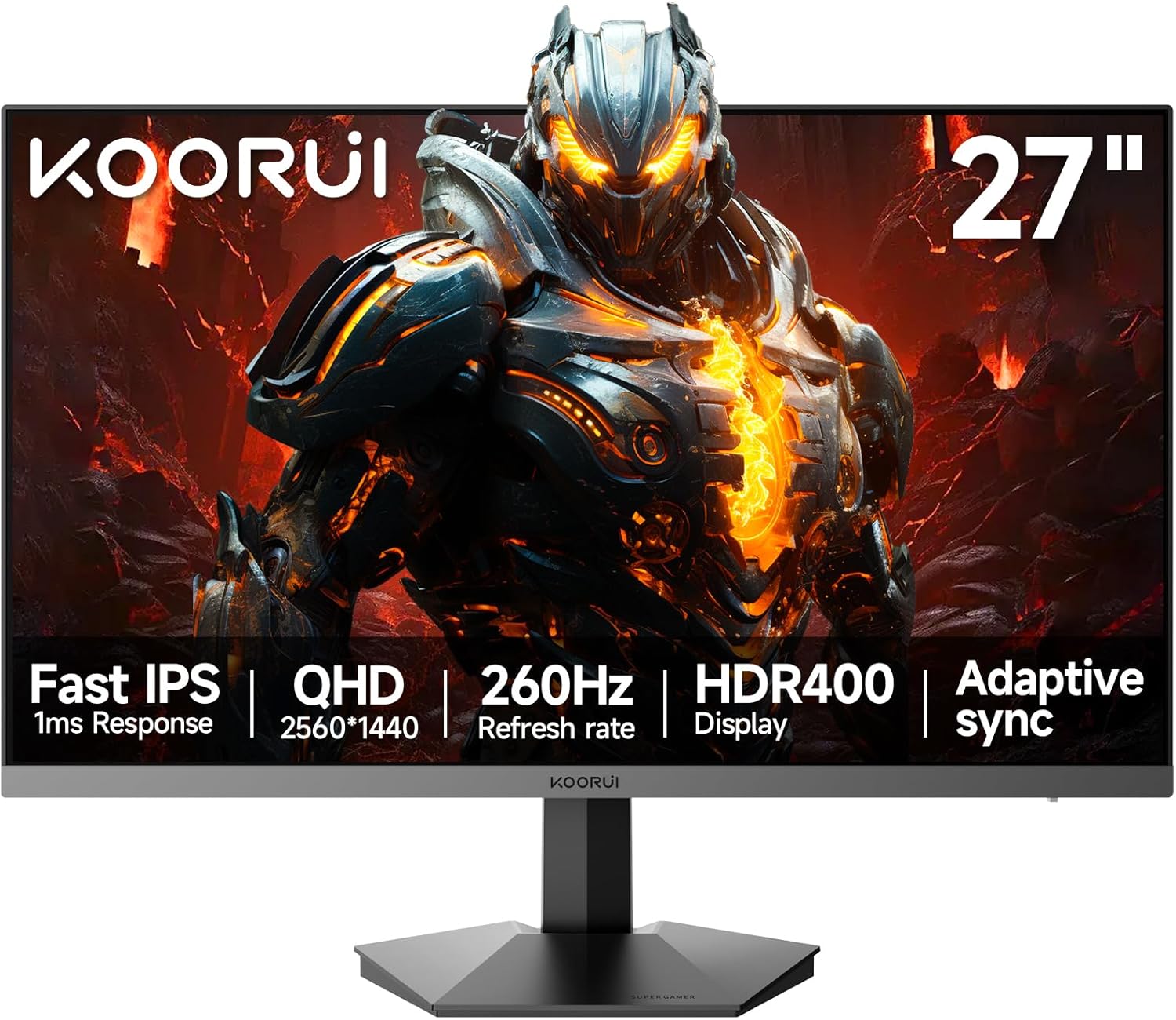 Detalle de KOORUI 27 inch QHD Gaming Monitor G2721X: 2560x1440, 260Hz (240Hz supported), HDR400, Fast IPS