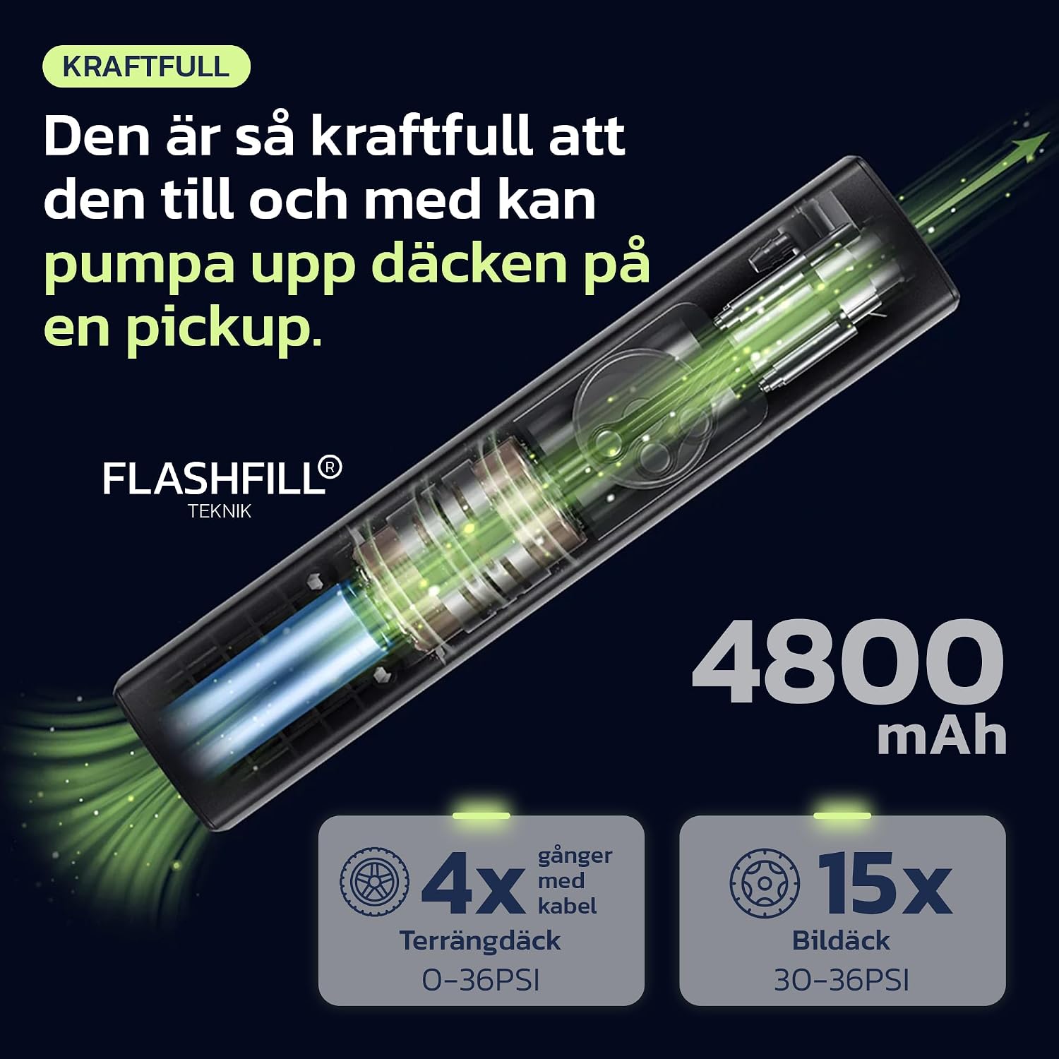 Detalle 2 de Woowind Ventus Pro bärbar luftkompressor, 150 PSI och USB-C-laddning