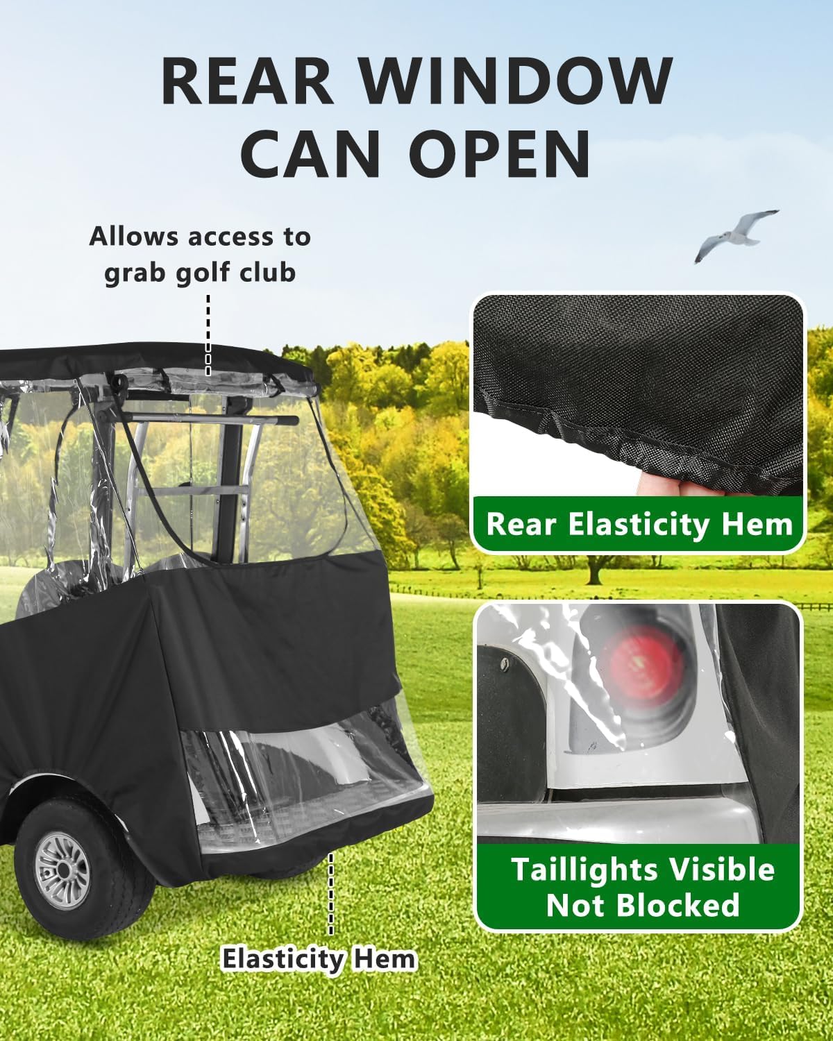 Thumbnail 6 de CHENGWEI Golf Cart Rain Cover 2 Passenger for Yamaha G29 Drive – 4-Sided Roll Up Enclosure