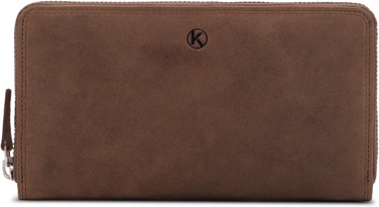 Detalle de KORUTA Geldbörse Damen Leder mit RFID-Schutz – Großes Portemonnaie aus Echtleder, Braun (Querformat)