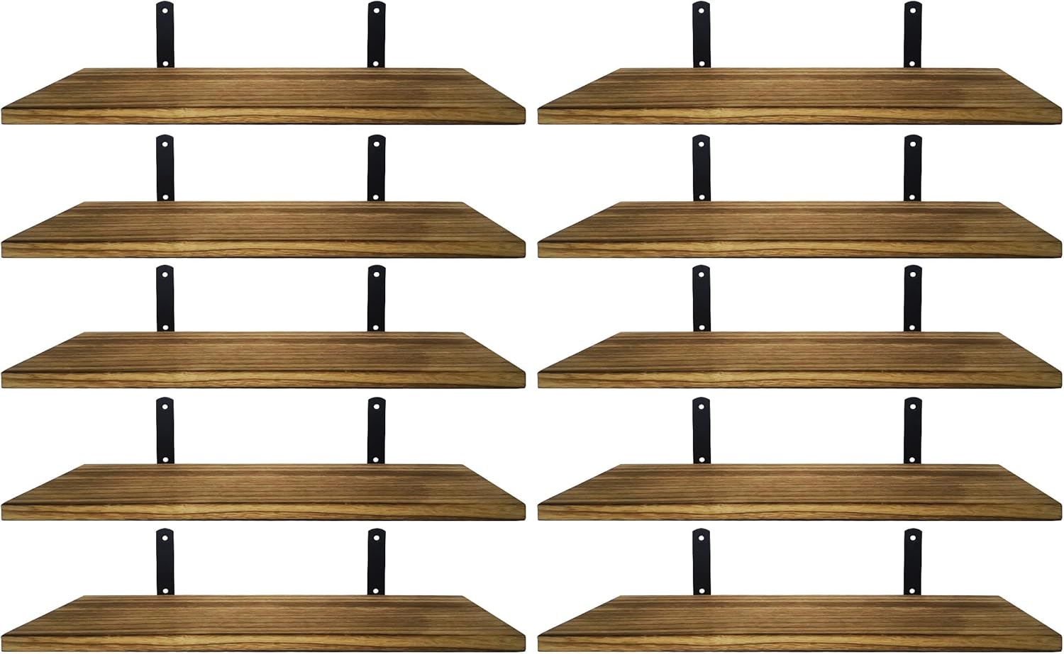 Thumbnail 6 de Mardili Shelves Wood Wall Mounted Shelf, Rustic Set of 5 (Light brown) – Practical Floating Shelves for Small Décor