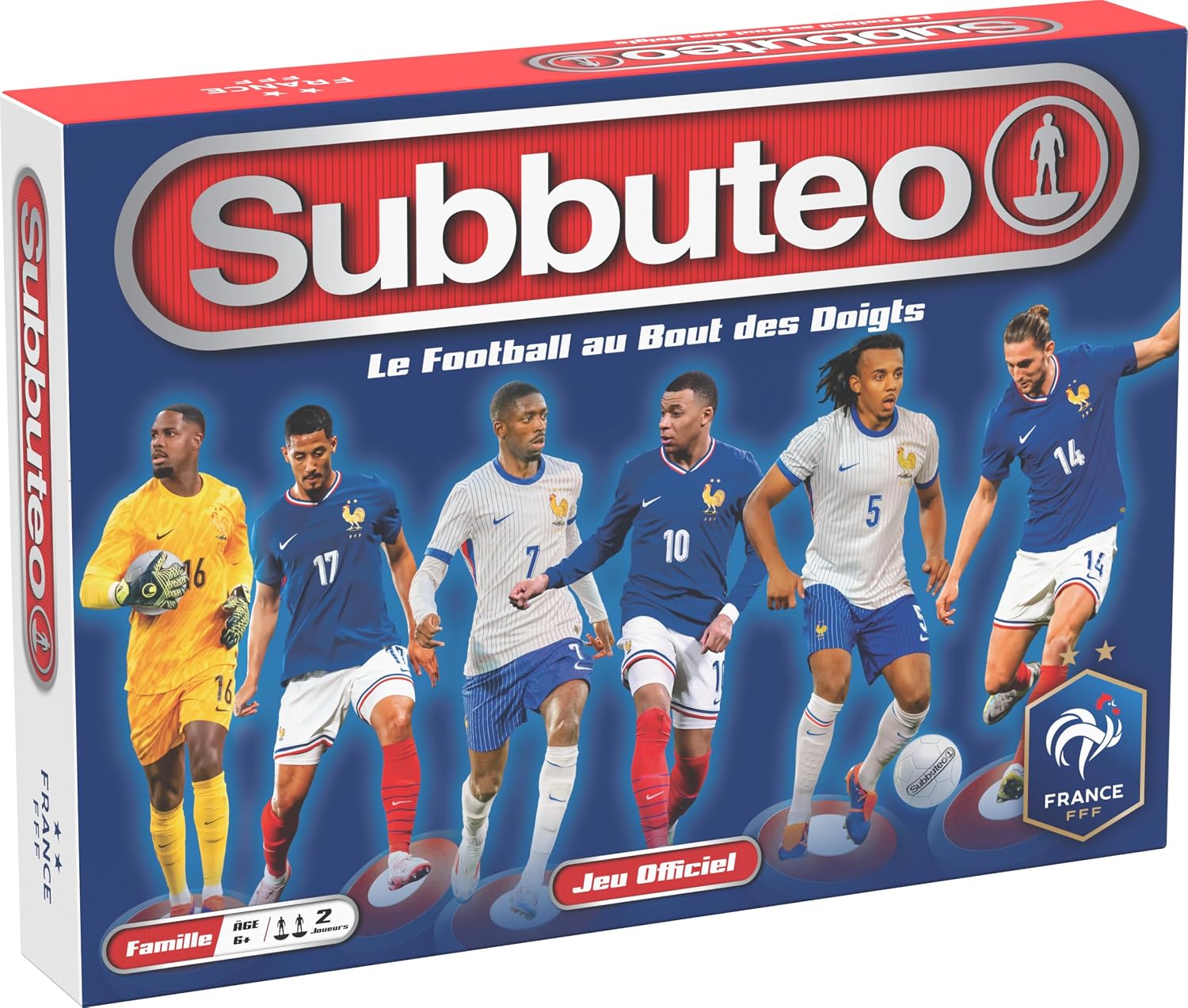 Detalle de Megableu Subbuteo FFF 678325 – gra stołowa w piłkę nożną, mata 122 × 80 cm