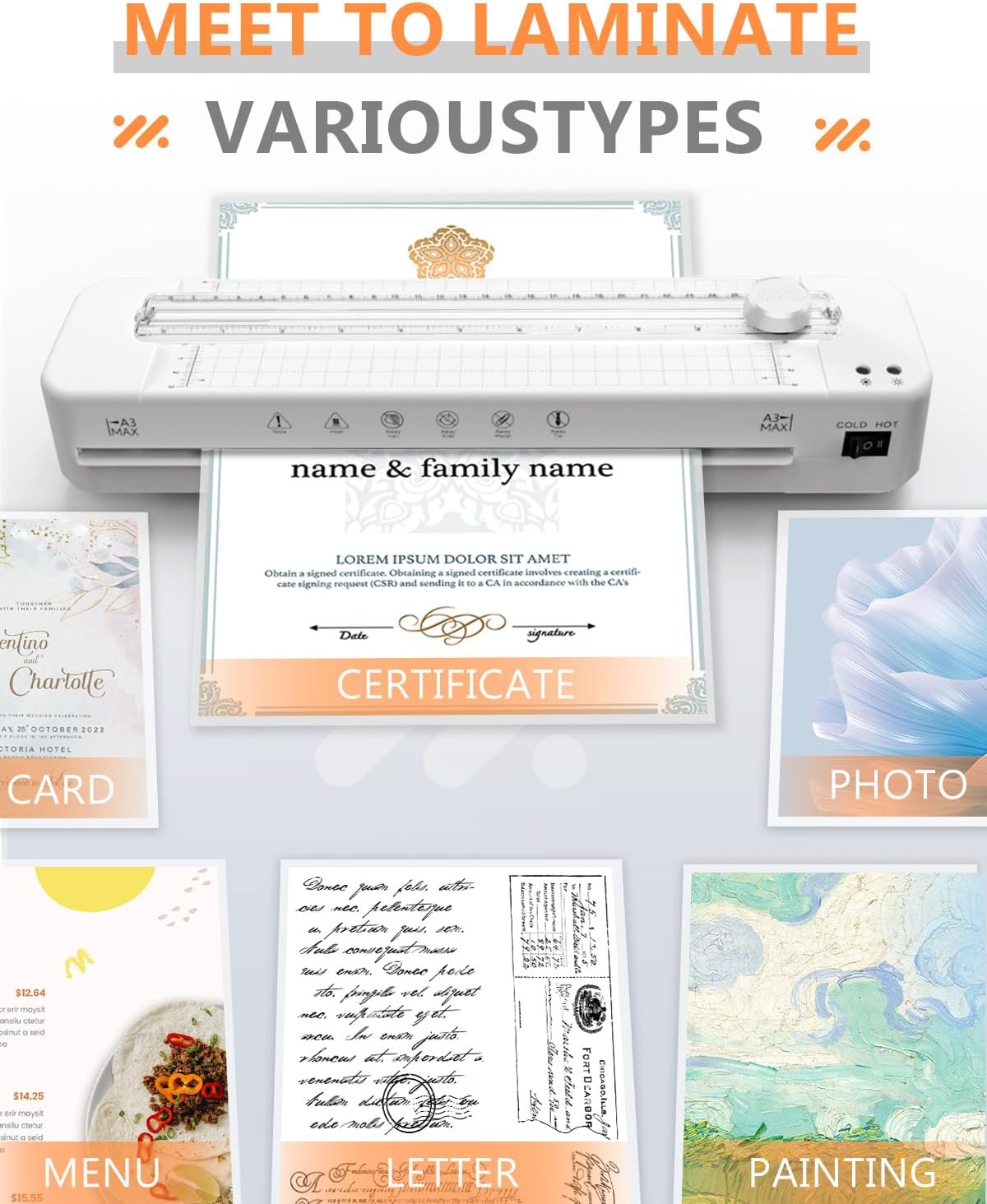 Thumbnail 4 de Raycial A3 Laminator Machine with Built-in Cutter & Corner Rounder (Fast Warm-up) for Home Office and School