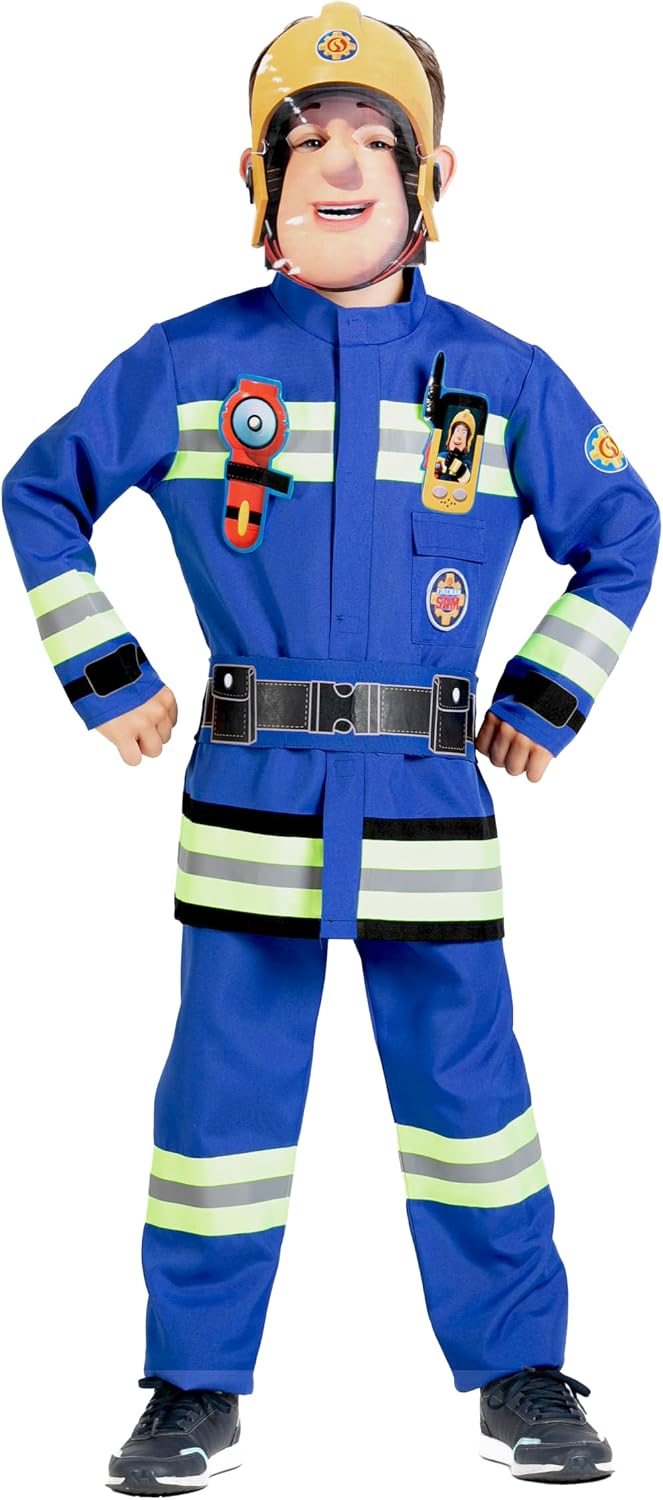 Detalle 2 de Fireman Sam New Uniform – kostium strażaka dla chłopca 5–7 lat z maską
