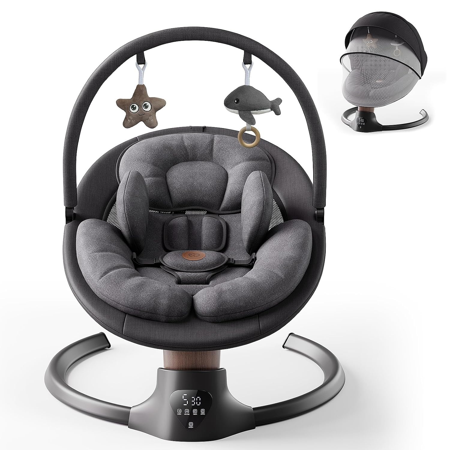 Detalle de FasonBaby Electric Baby Swing with Bluetooth Music, 5 Speeds and Remote