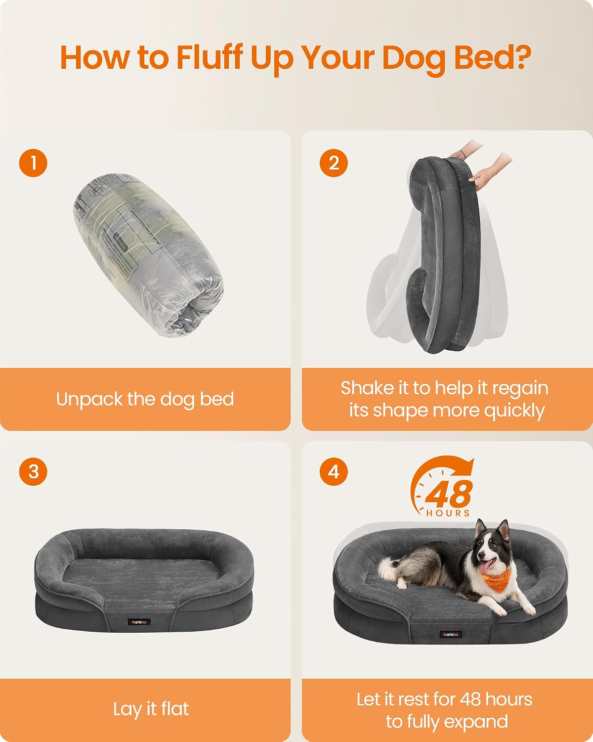 Thumbnail 6 de Feandrea PGW282GN01 Large Orthopaedic Dog Bed 91x68cm