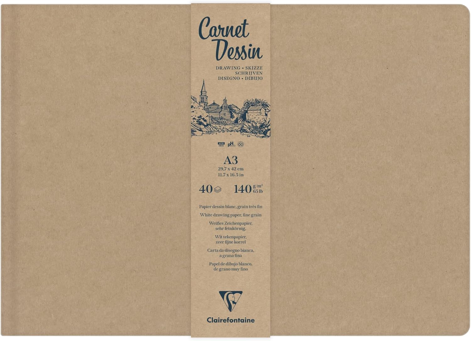 Thumbnail 3 de Clairefontaine 975963C – Carnet Dessin Cousu A5 (40 feuilles) avec couverture kraft rigide