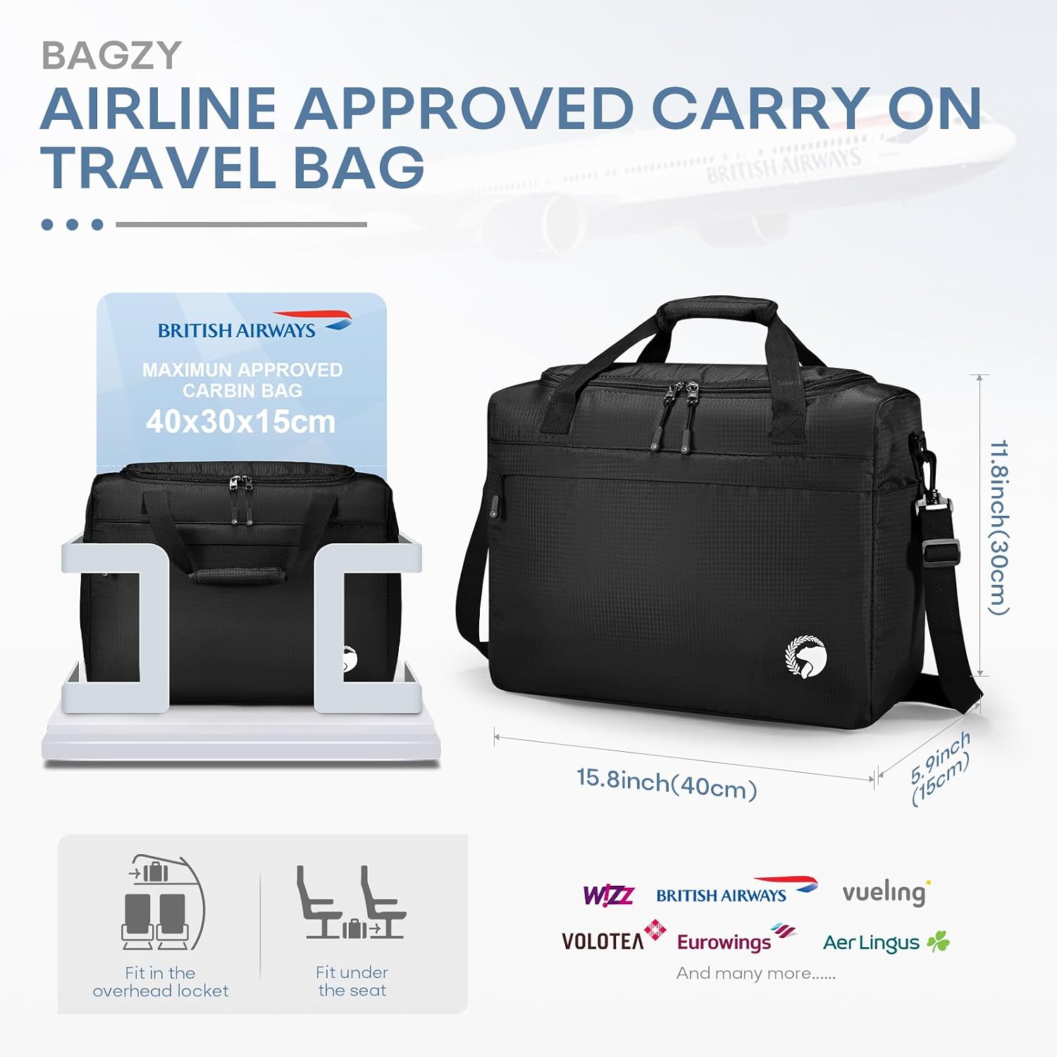 Thumbnail 2 de BAGZY Sac de Voyage 40×30×15 cm — cabines, léger et imperméable, 20 L