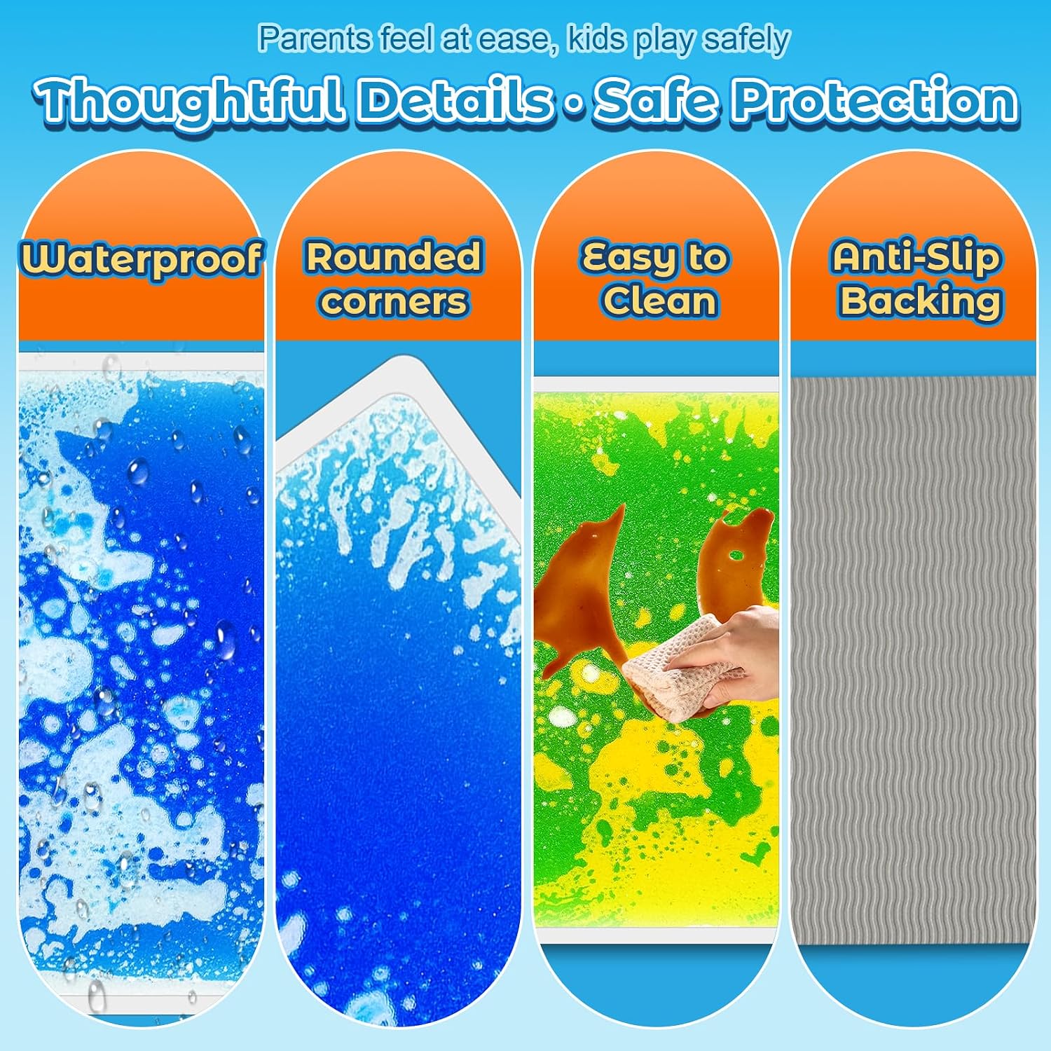 Thumbnail 2 de Toddler Sensory Liquid Floor Mats – 6-Piece Liquid Play Mat Pack