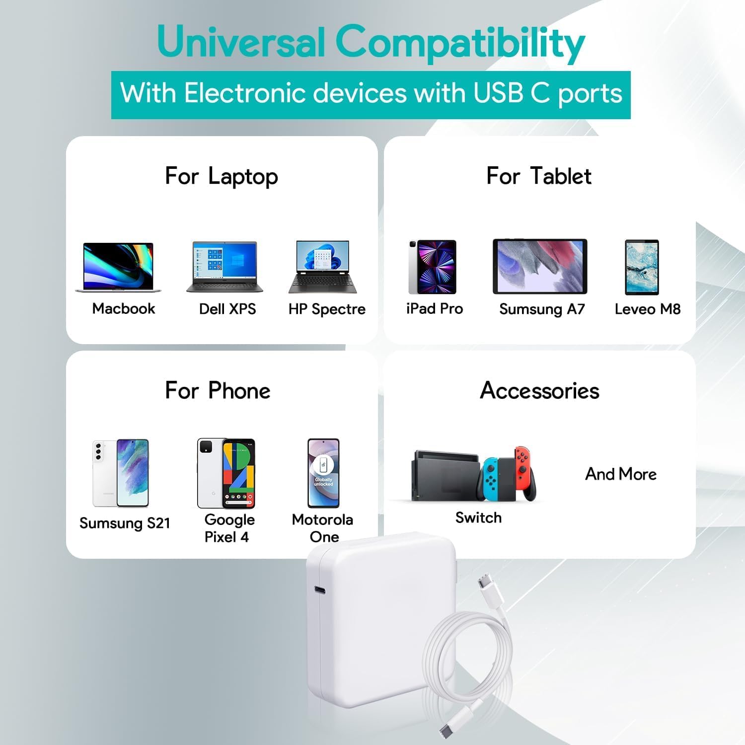 Detalle 2 de 96W USB‑C Ladegerät für MacBook & iPad Pro – inkl. 2m USB‑C‑zu‑C Kabel