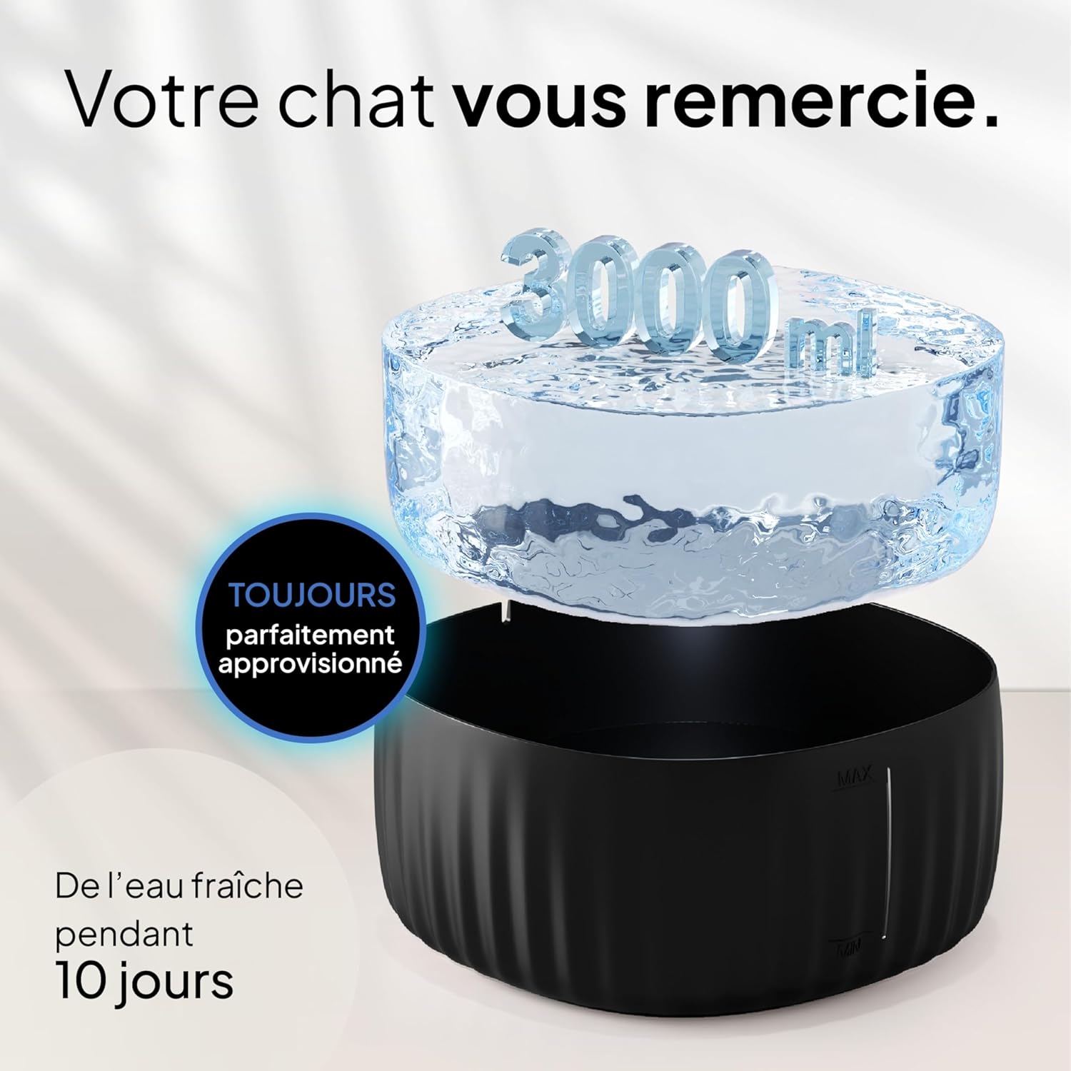 Thumbnail 4 de Pretty Paw Aqua Flow – Fontaine à eau pour chat 3L silencieuse avec filtration au charbon actif