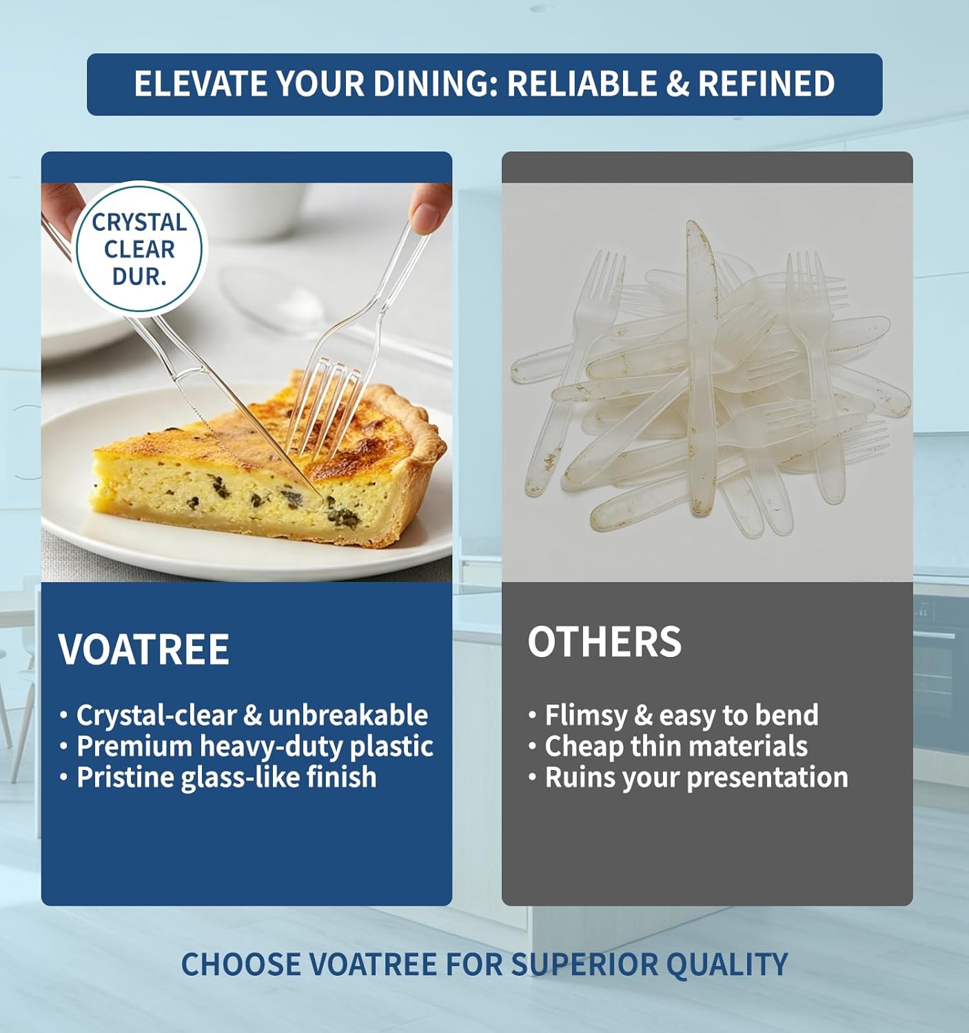 Thumbnail 1 de Voatree 390 Count Heavy Duty Clear Plastic Forks – 7 Inch, BPA-Free, Heat Resistant, Crystal Clear, Bulk
