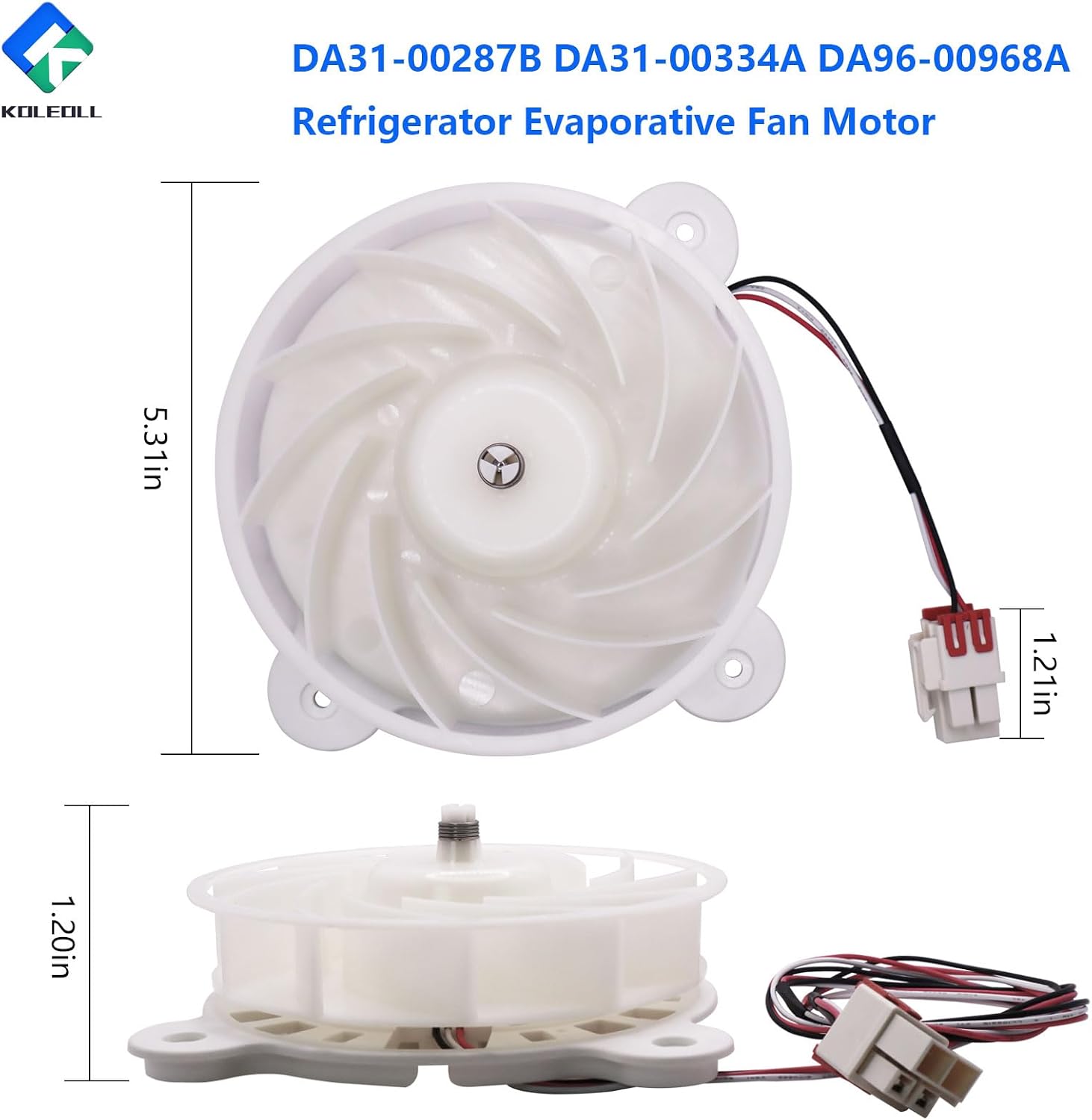 Thumbnail 1 de KOLEOLL DA31-00287B Refrigerator Evaporator Fan Motor, 12V DC, 2.5W