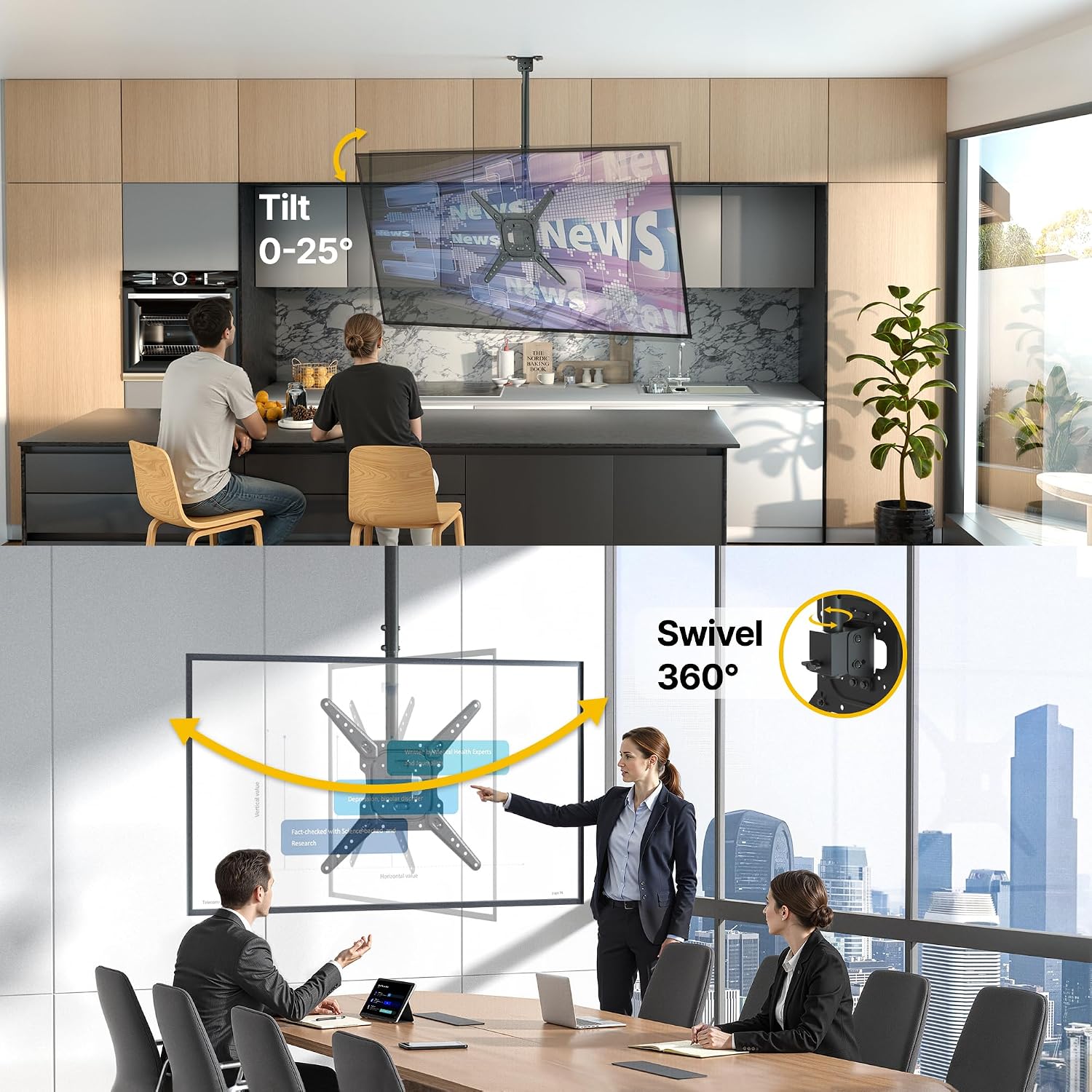 Detalle de monTEK Ceiling TV Mount for 23-55 inch Displays