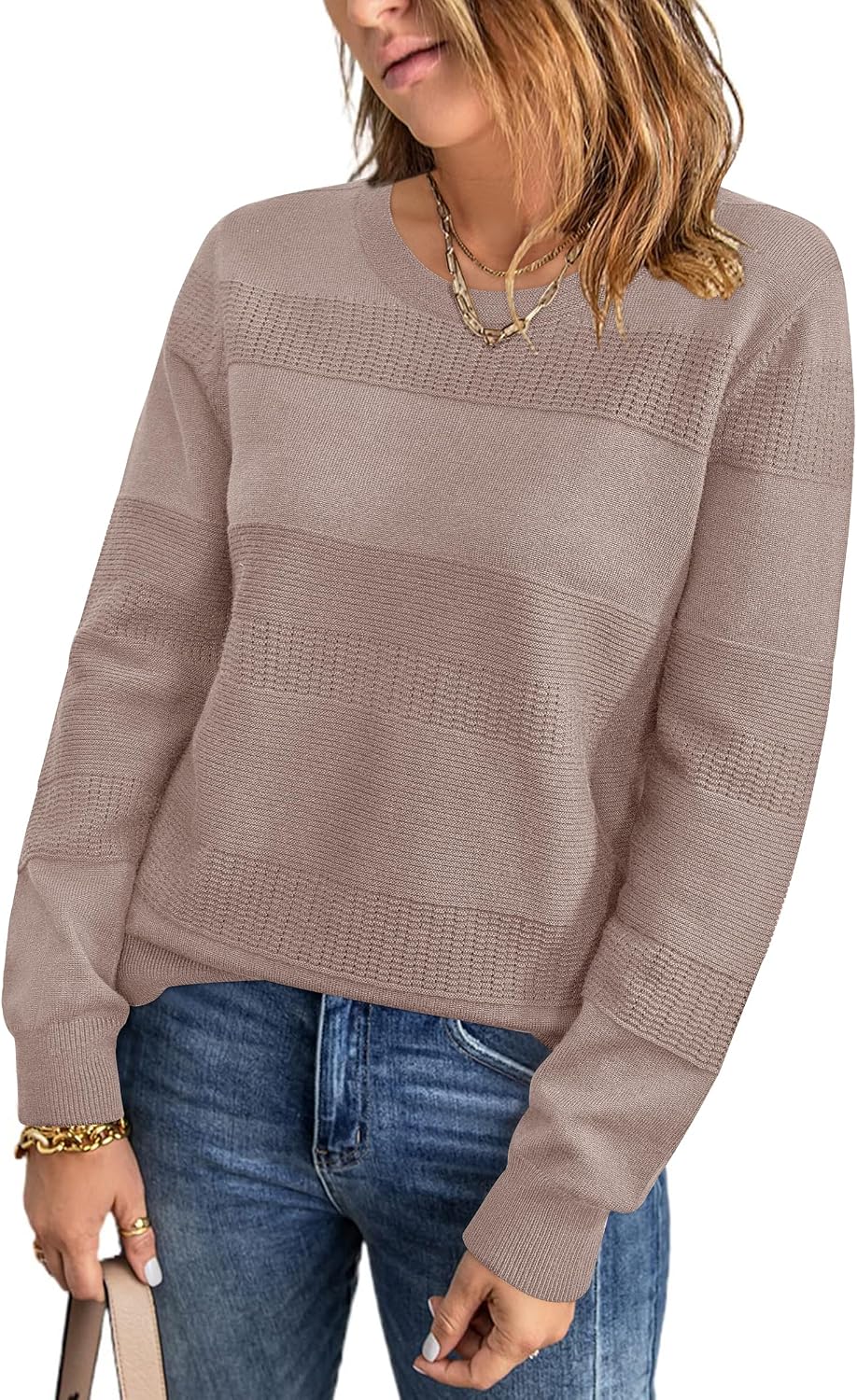 Thumbnail 4 de Arach&Cloz Crochet Knit Pullover Sweater, Crew Neck, Long Sleeves