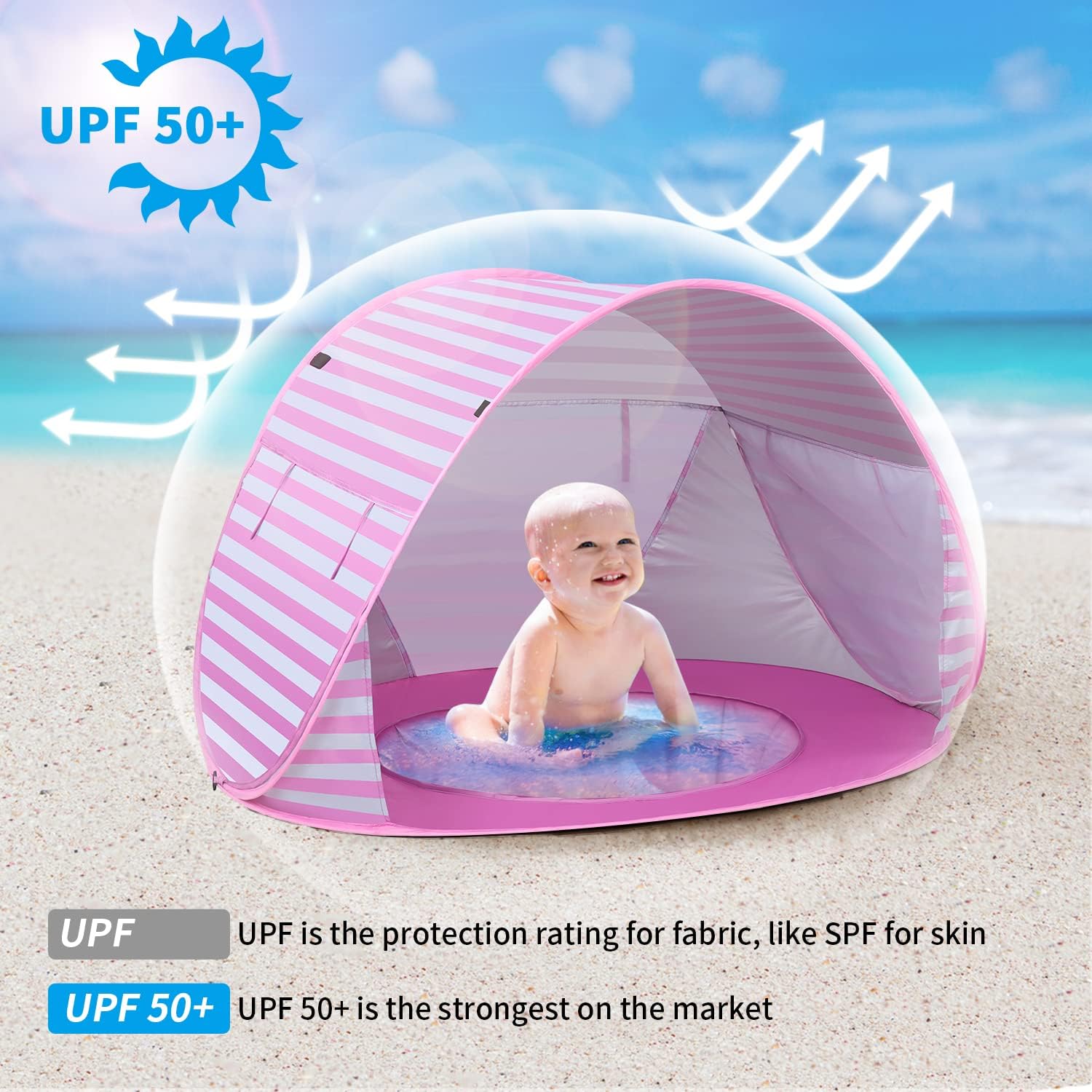 Thumbnail 1 de Pop up Beach Tent with UV Protection for Babies (Pink)