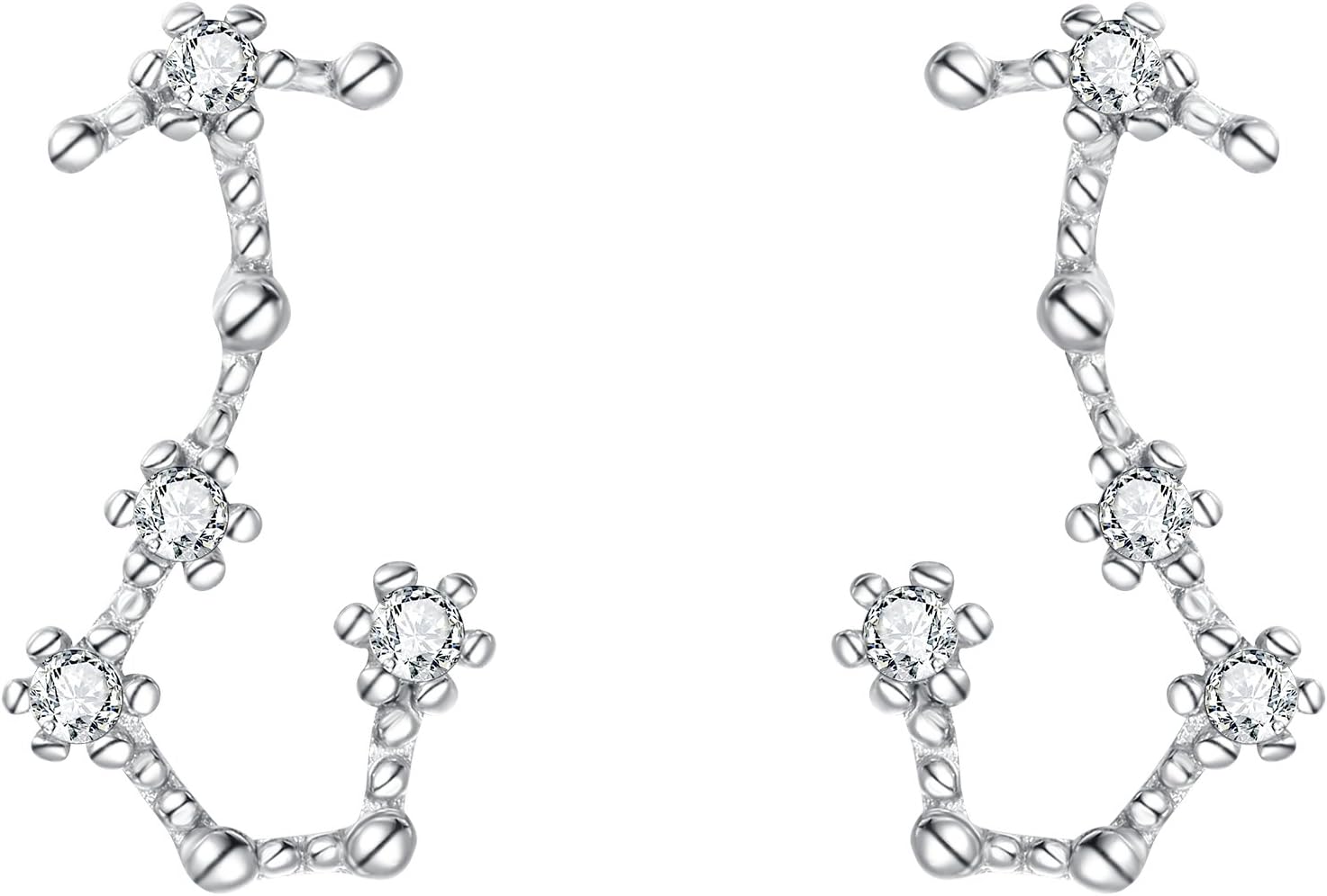 Detalle de Clearine Orecchini Argento 925 Zircone Oroscopo Zodiaco 12 Costellazione – Orecchini in fila