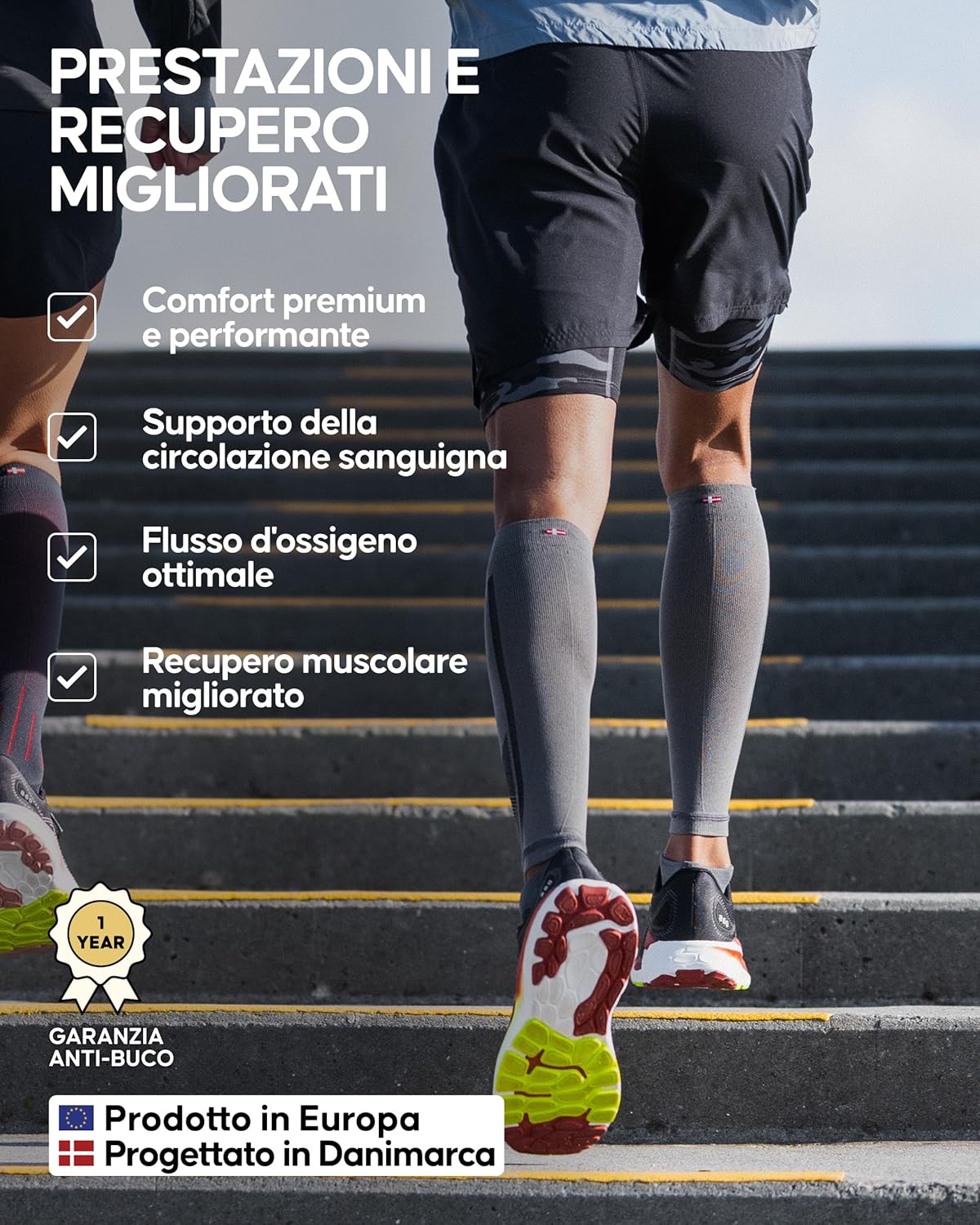 Thumbnail 2 de DANISH ENDURANCE Fasce a Compressione Graduata 21-26 mmHg – Scaldamuscoli per Polpaccio, 1 o 3 Paia