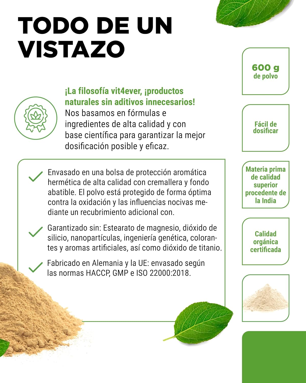 Thumbnail 3 de Vit4ever Ashwagandha raíz ecológica 600 g
