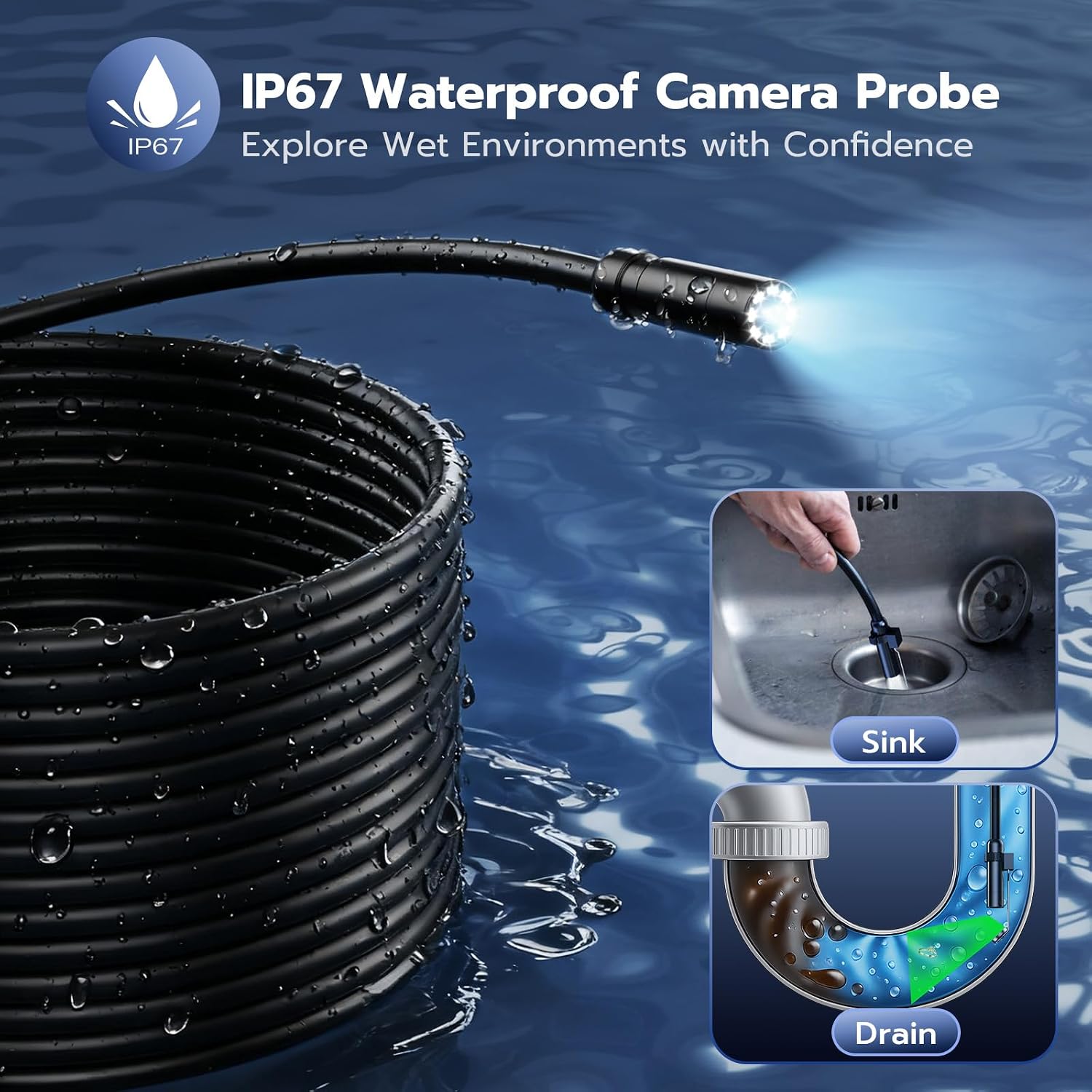 Thumbnail 3 de Endoscope Inspection Camera with 4.3" IPS Screen – 1080P Borescope with 5m Cable