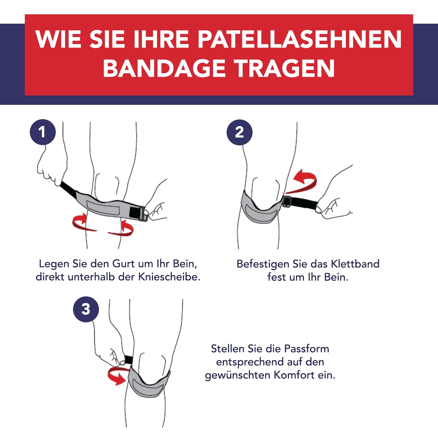 Thumbnail 6 de Patellasehnenbandage von Ärzten entworfen – Kniebandage für Sport, Pink, 1er Pack