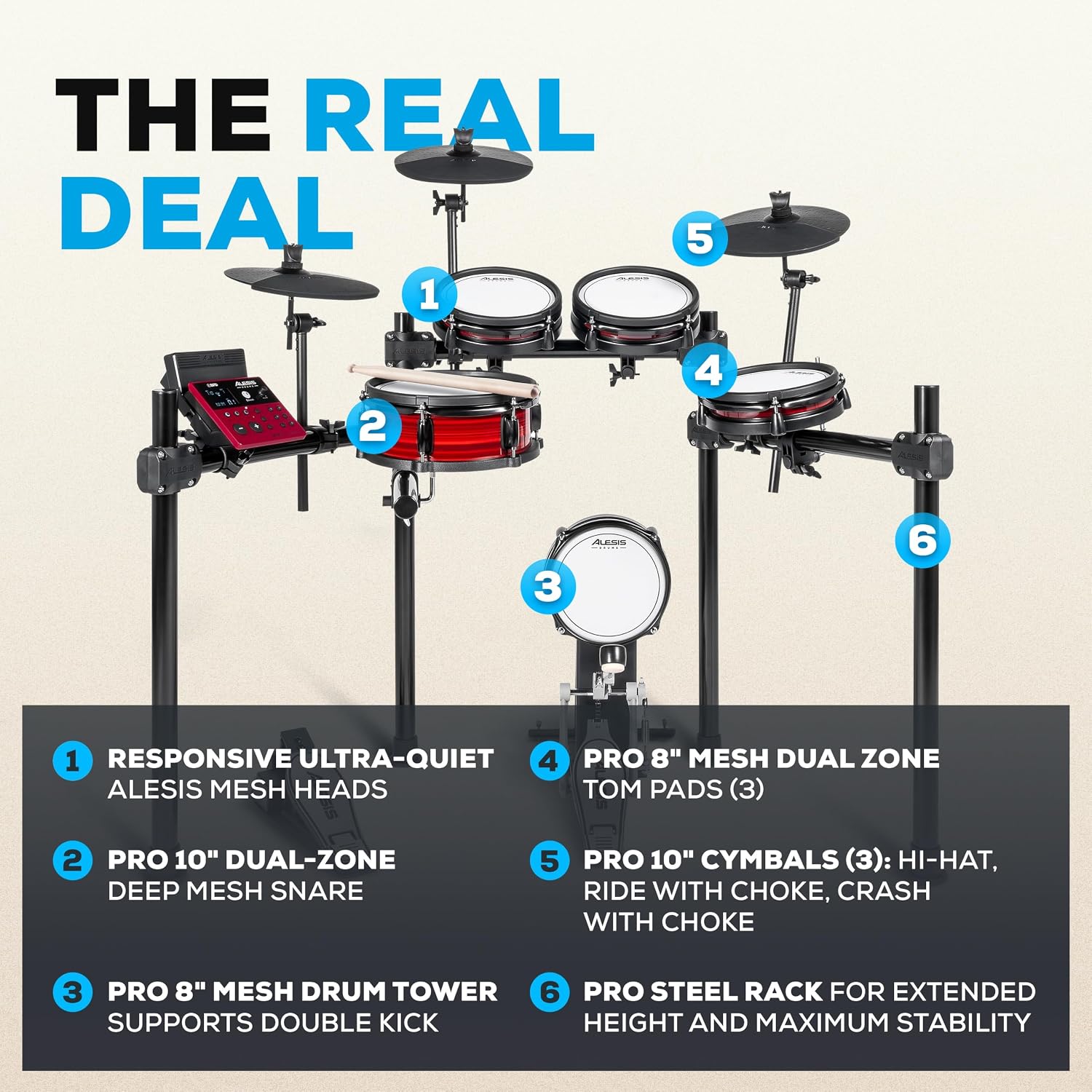 Thumbnail 4 de Alesis Nitro Pro elektronisch drumstel met meshvellen, Bluetooth en dual-zone snare