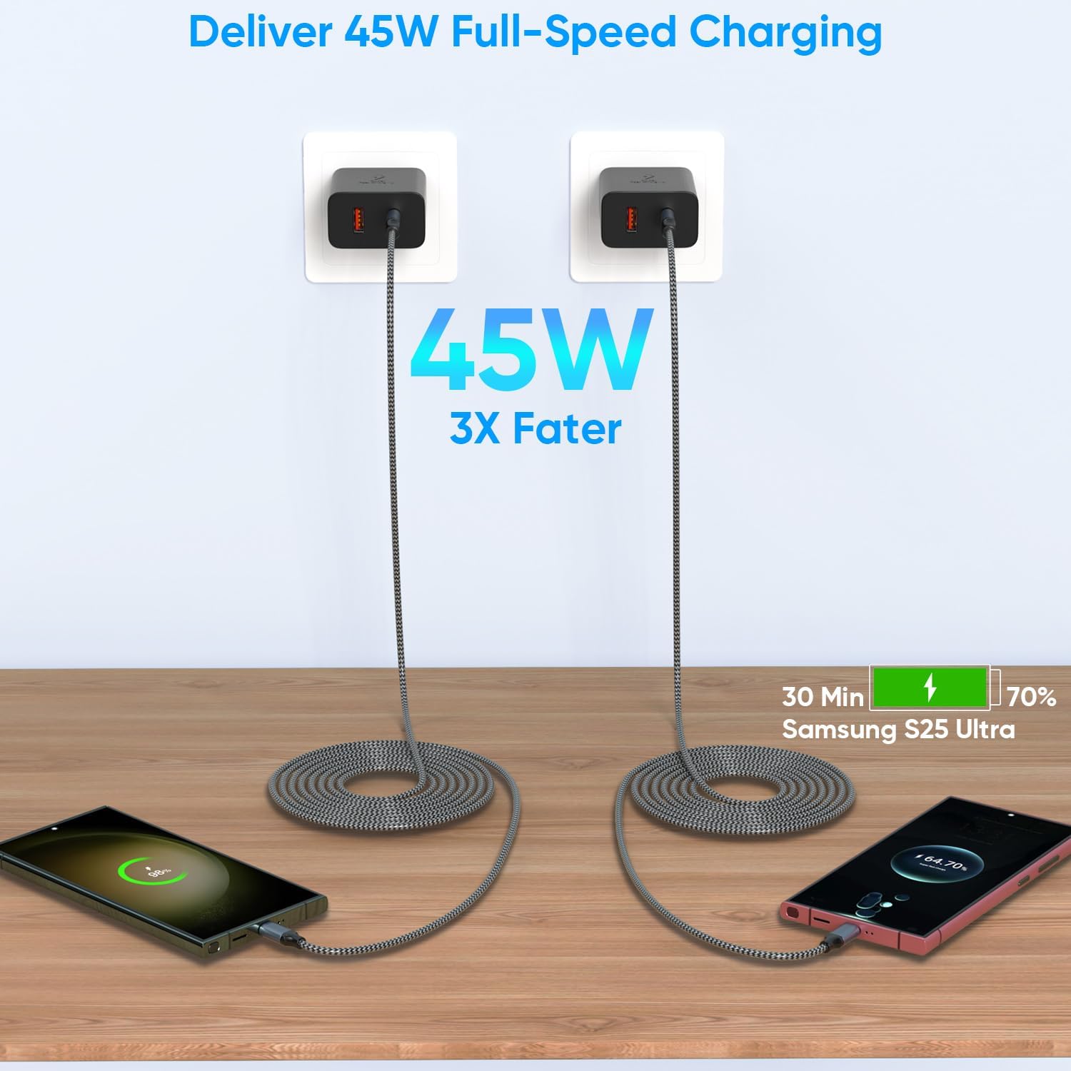Detalle 2 de Extra Long 10FT 45W Samsung USB-C Charger