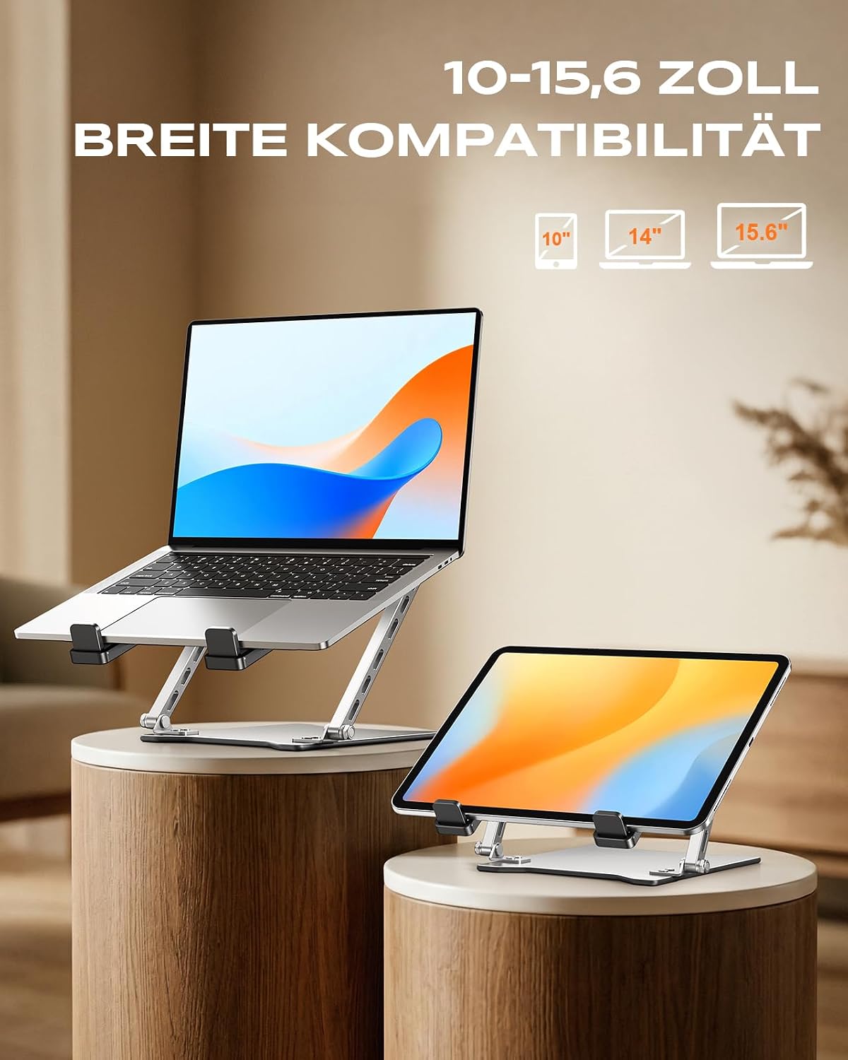 Detalle de Babacom Ultraschlanker Tragbarer Laptop-Ständer mit zwei Stützstreben – höhenverstellbar, belüftet und faltbar (10–15,6 Zoll), kompatibel mit MacBook Air