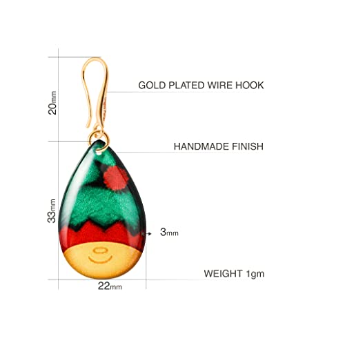 Detalle de Mignon Boucles d'Oreilles Pendantes Dragon Porter - Collection Nouvel An (Elf Vert Rouge Jaune)