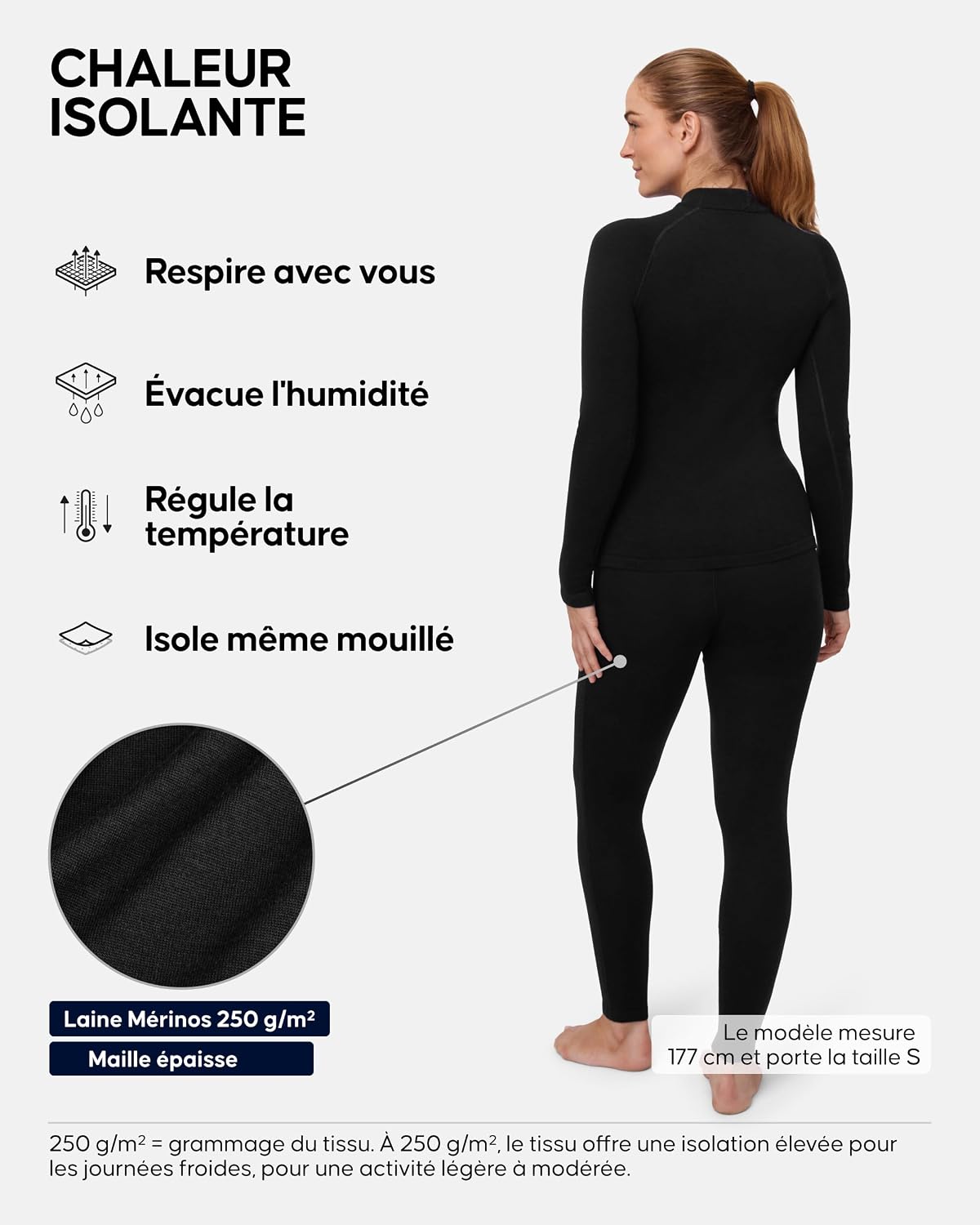 Detalle 2 de DANISH ENDURANCE Merino thermische set voor dames, 250 g/m², isolerend