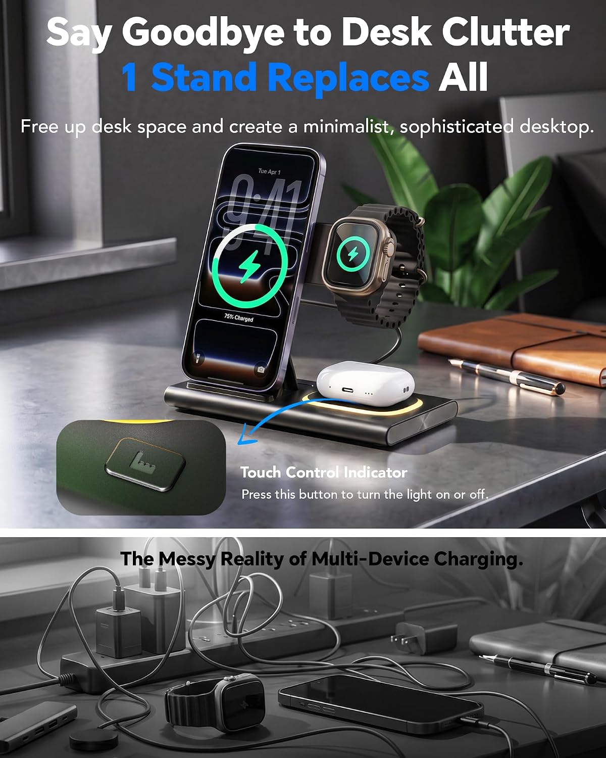 Thumbnail 3 de AIMTEL 3-in-1 Foldable Wireless Charging Station (iPhone, Apple Watch & AirPods)