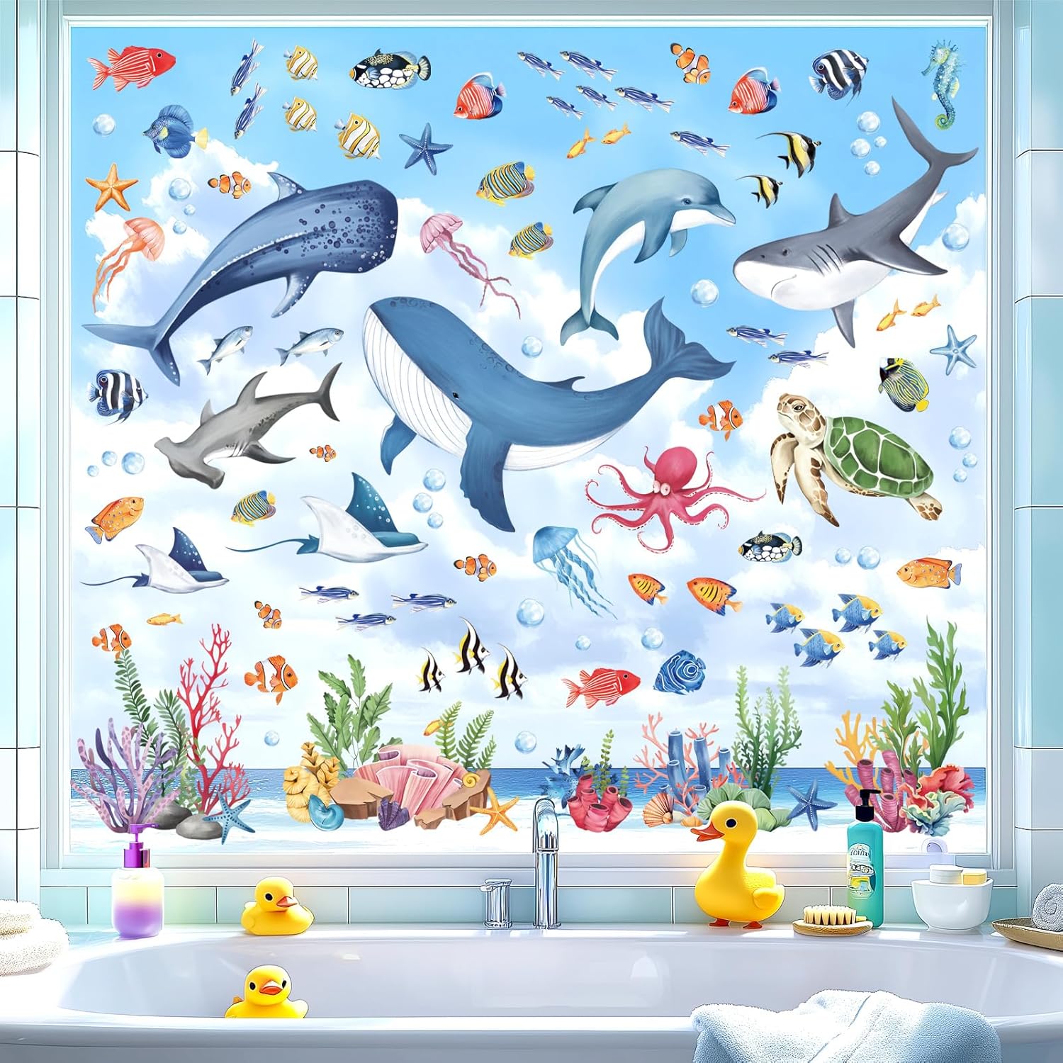 Thumbnail 2 de Decalmile Under The Sea Fish Double Sided Window Clings