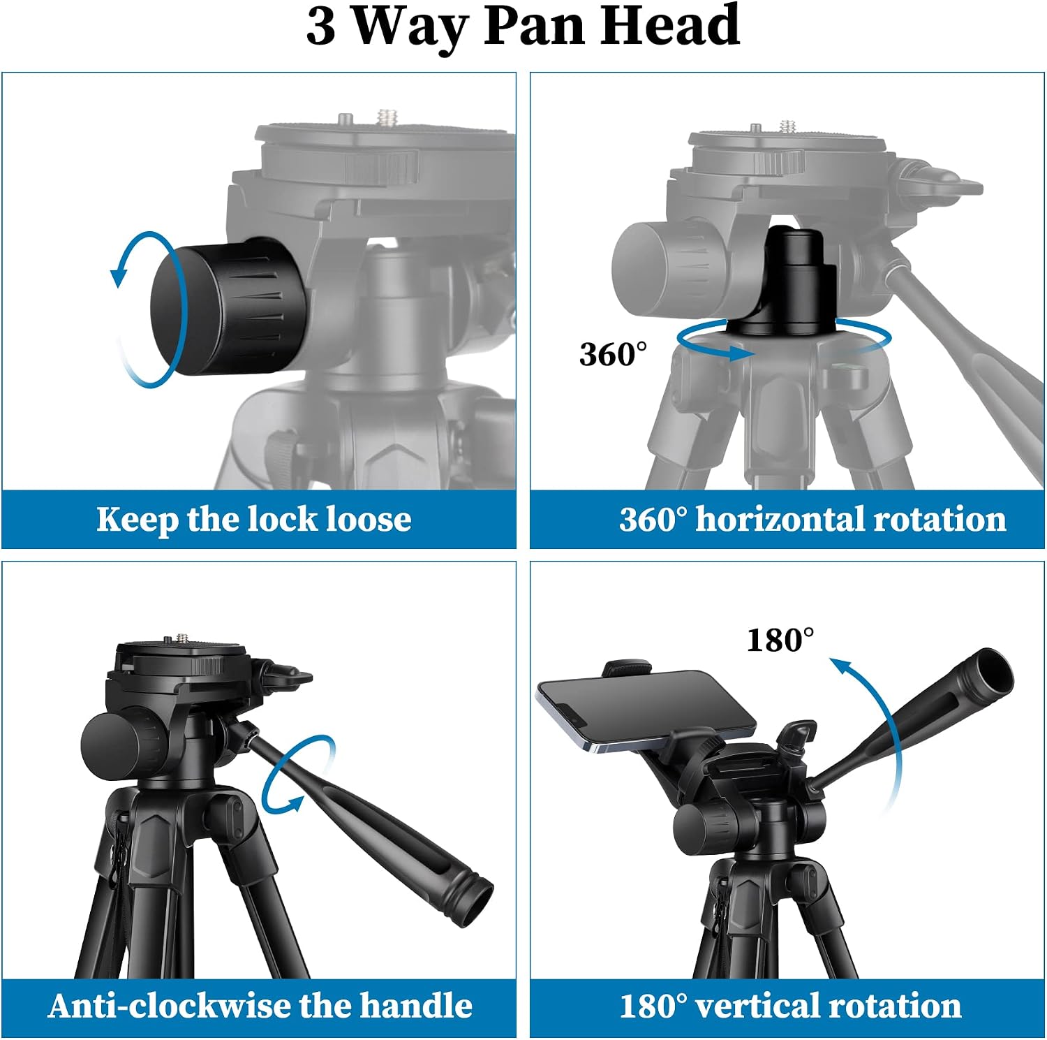 Thumbnail 3 de JOILCAN 67" Camera Tripod Stand for DSLR