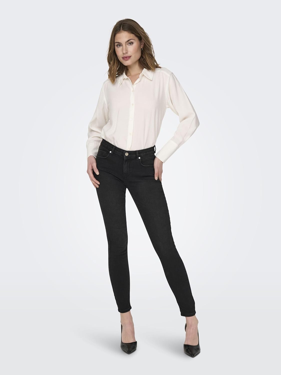 Thumbnail 2 de ONLY Onldaisy reg Push Up jeans skinny da donna vita media in denim misto cotone