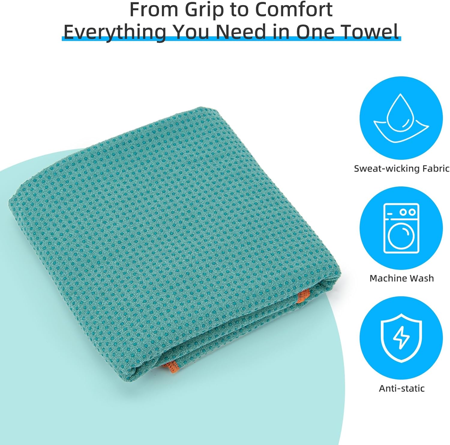Detalle 2 de YESLIFE Non-Slip Hot Yoga Towel 72" x 24"
