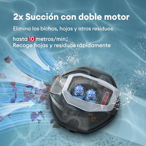 Detalle de Ultenic Robot Limpiafondos Piscina: limpieza eficiente sin cables, 90 minutos de autonomía y estacionamiento automático
