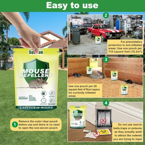 Detalle de SuCean Mouse Repellent with Peppermint Oil – Rodent Deterrent for Indoor & Outdoor Use