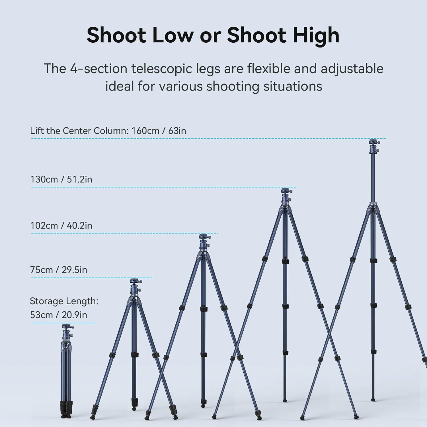 Thumbnail 2 de SMALLRIG Lightweight Travel Tripod AP-02 – kompaktes Reisestativ mit 8 kg Tragkraft
